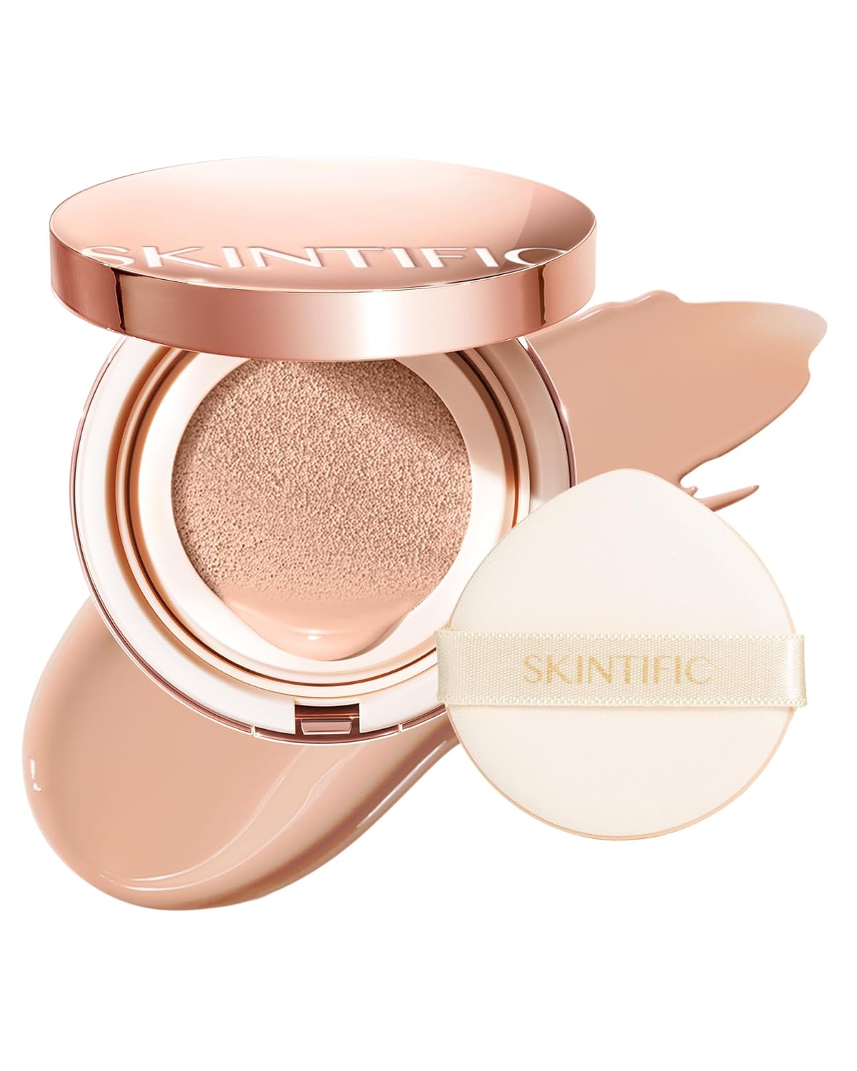 Full Coverage Cushion Foundation, Weightless, Skin Fit, Satin Glow Finish, Oil-Control Waterproof Foundation, Sweatproof Flawless BB Cream CC Korean Makeup Buildable