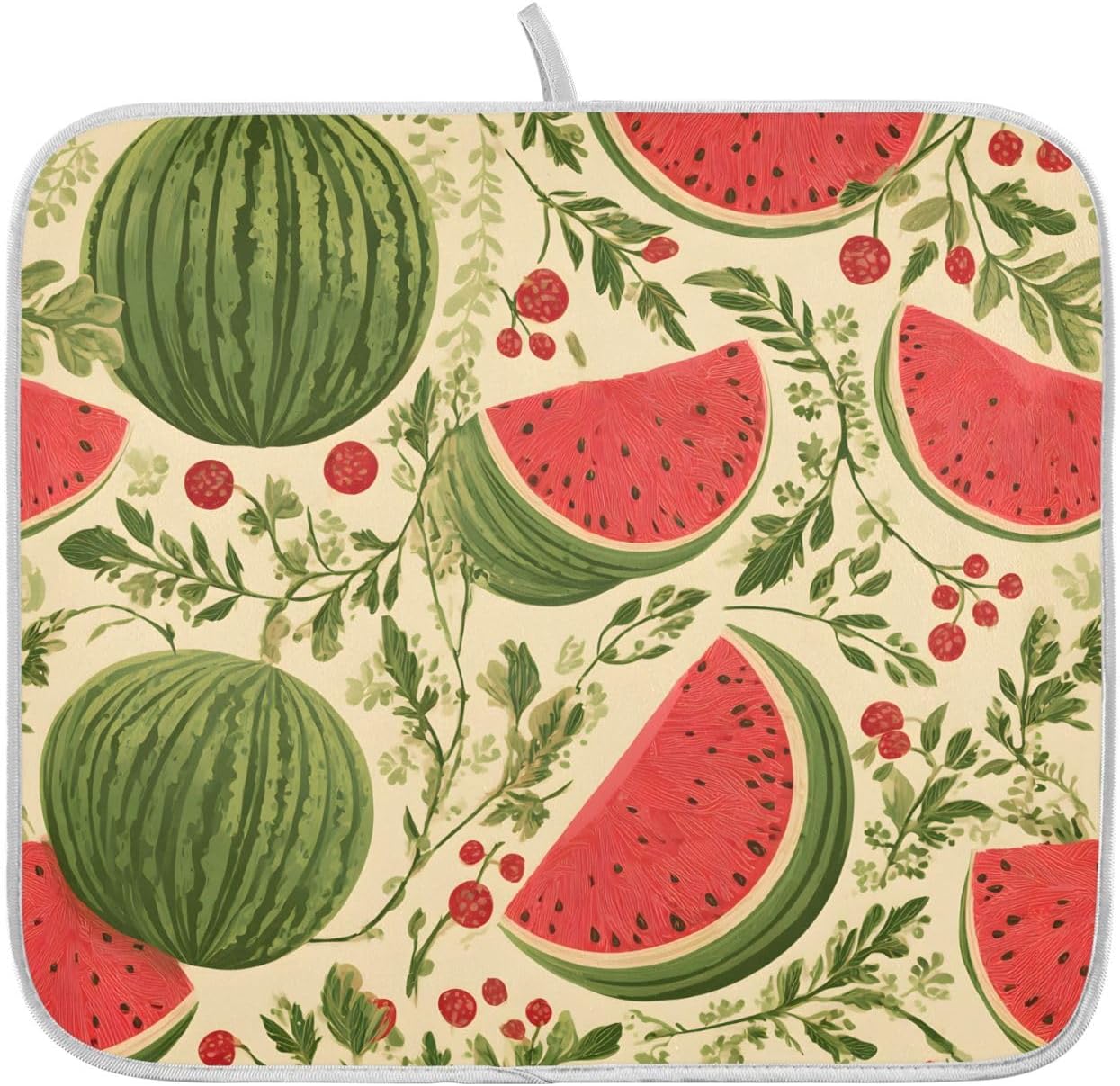 Watermelon Flower Dish Drying Mats for Kitchen Counter Absorbent Microfiber Dish Drying Matt 16 x 18 Inch Draining Reusable Rack Pad