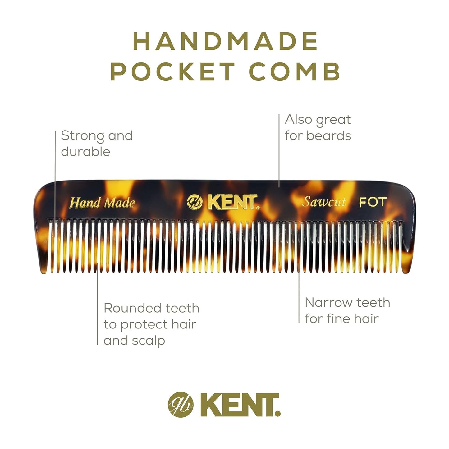 Kent Beard Comb Set Pocket Combs for Men - Pocket Beard and Mustache Comb Kit for Men for Travel and Home, Mini Combs for Mens Grooming, Handmade Kent Comb Mens Beard Grooming Set