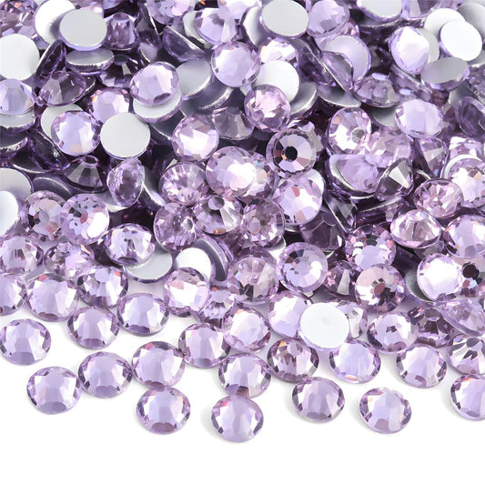 Flatback Rhinestones Round Gems for Nails Art and Crafts 2000Pcs SS16 4mm Glitter Crystals Stone DIY Bags Clothes Shoes (Light Purple)