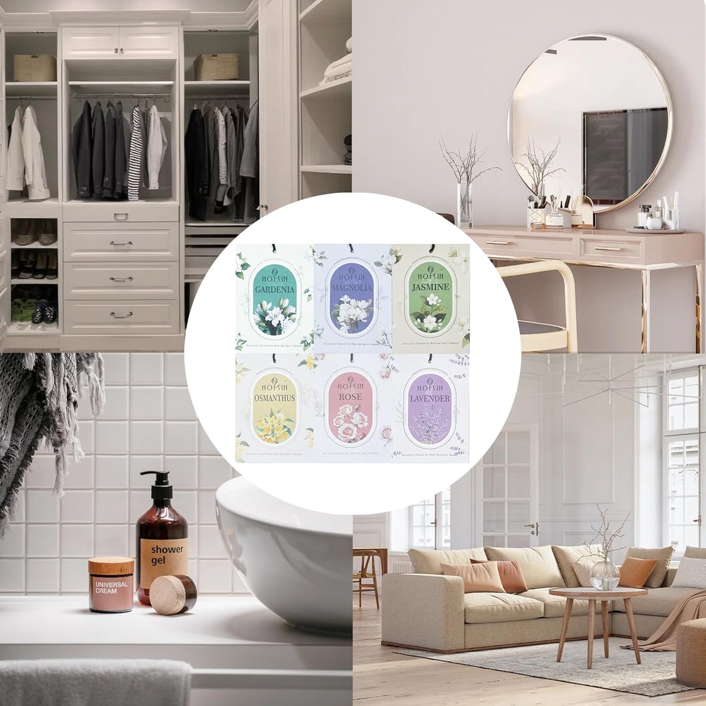 12 Packs Jasmine Scented Sachets for Drawer and Closet, Long-Lasting Air Freshener Sachets Bags Drawer deodorizers Fresh Scents, Home Fragrance for Lover (Jasmine)