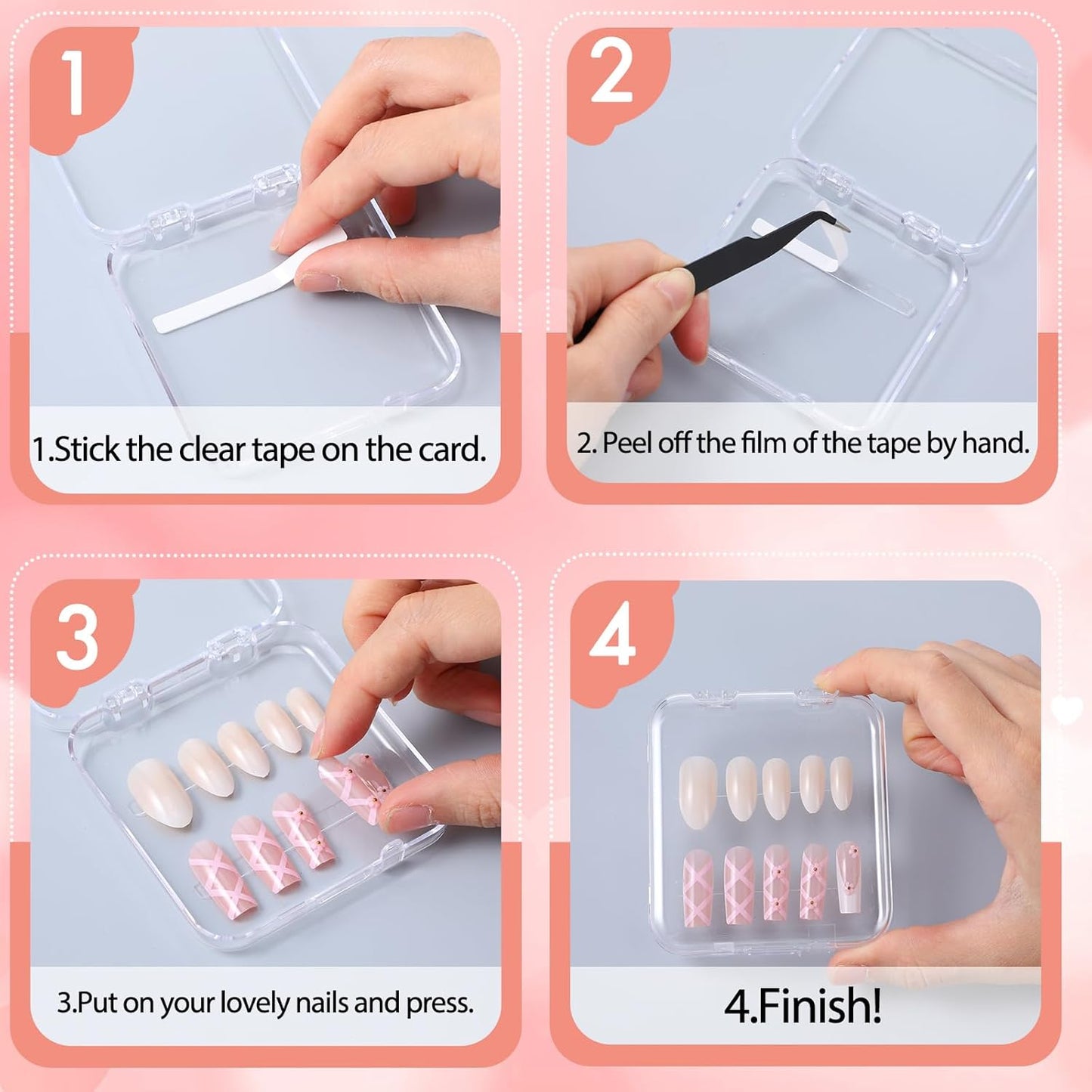 360 PCS Double Sided Tape for Nails, 12 Sheets Double Sided Press on Nail Tape, Nail Tape for Nail Art, Double Sided Nail Display Strip for Nail Packaging Nail Storage Nail Display Nail Salon Supplies