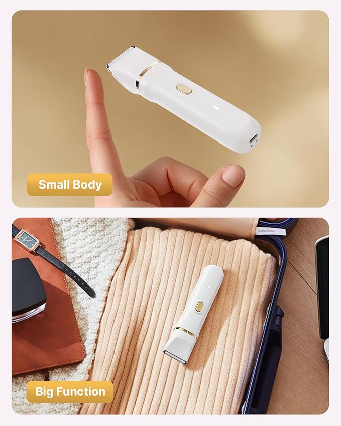 Upgraded Bikini Trimmer for Women, [2in1 & Painless] Electric Face Razors/Shaver for Woman, [Waterproof] Pubic Body Hair Trimmer, Replaceable Ceramic Blade, Superior Charge Dock, Gifts for Women