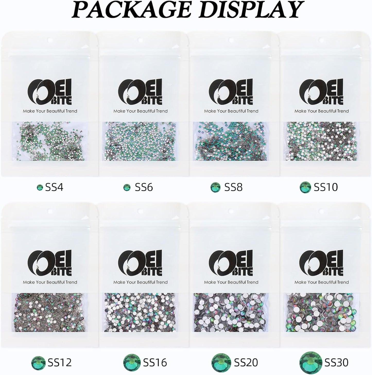 Green Volcano Flatback Rhinestones, Glass Rhinestones for Nail Art and Craft, Glue Fix, Loose Crystal Gemstones(Green Volcano, SS20, 1440pcs, 4.6-4.8mm)