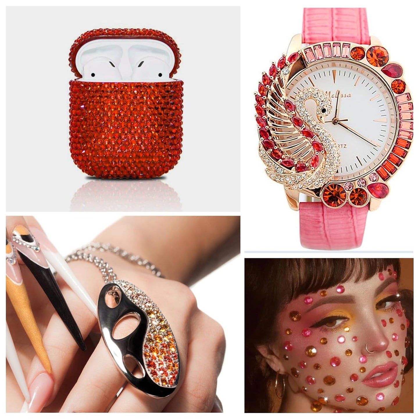 3000Pcs Orange Crystal Rhinestones,Glass Flatback Rhinestones Gemstones Mini for Nail Face Makeup Art Crafts Clothes Decoration - (SS8,2.4mm,Orange)