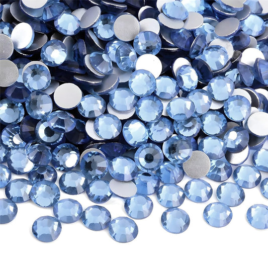 Flatback Rhinestones Round Gems for Nails Art and Crafts 1250Pcs SS20 5mm Glitter Crystals Stone DIY Bags Clothes Shoes (Light Blue)