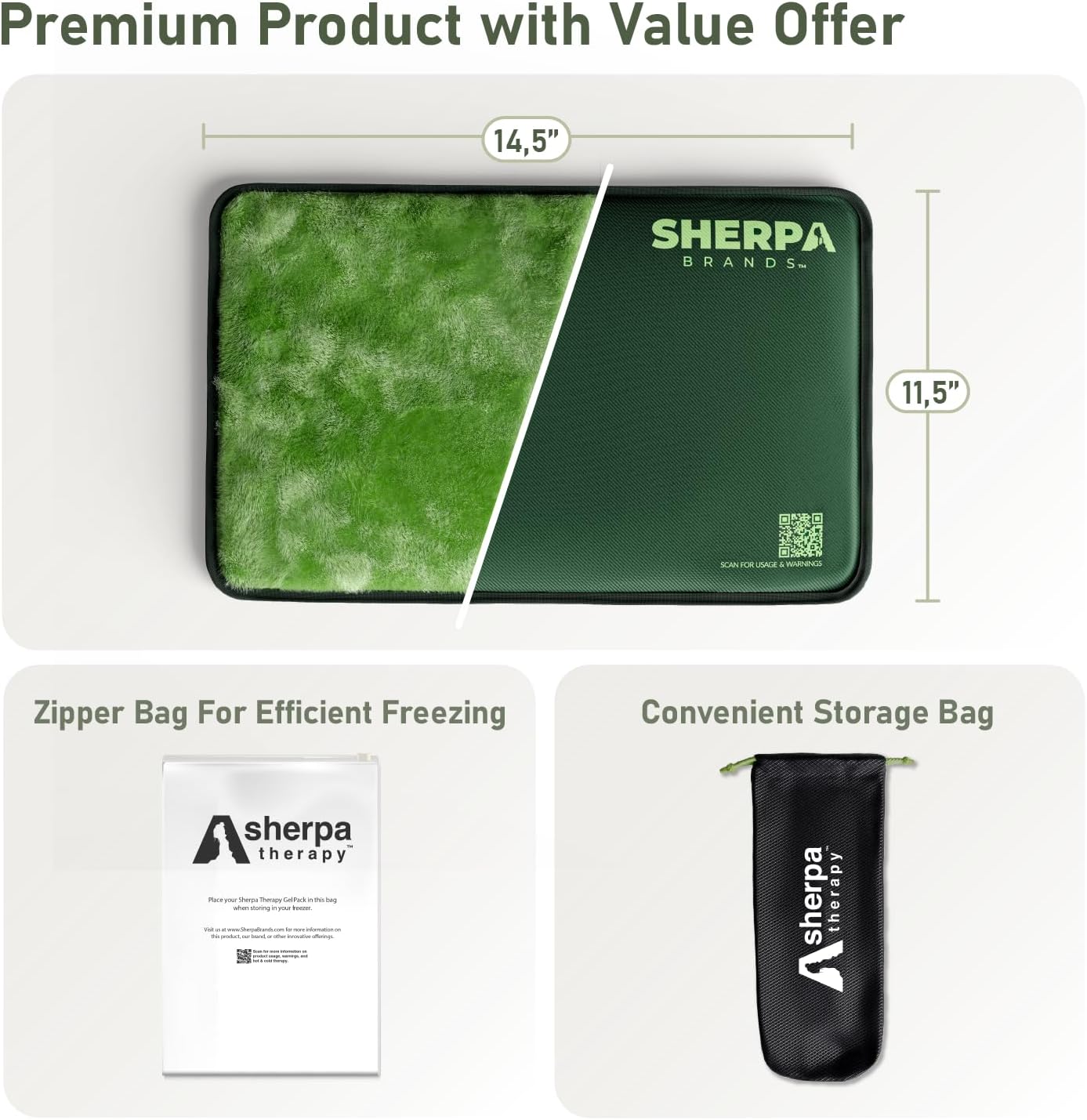 Large Ice Packs for Injuries Reusable - Soft Gel Hot and Cold Packs for Injuries, Hip, Shoulder, Back Pain Relief - 11.5" x 14.5" - Green