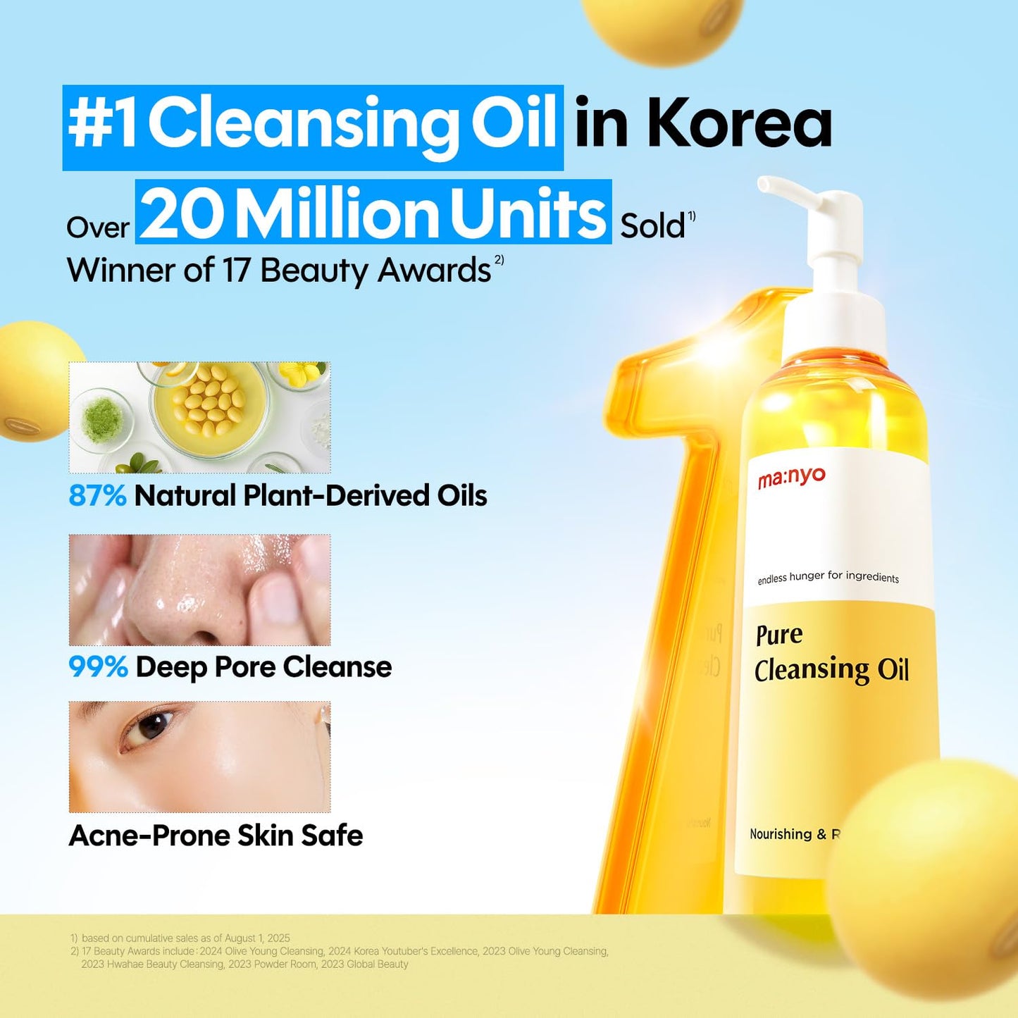 ma:nyo Pure Cleansing Oil Korean Facial Cleanser, Blackhead Melting, Daily Makeup Removal with Argan Oil, Korean Skin care 6.7 fl oz *(2 Pack)