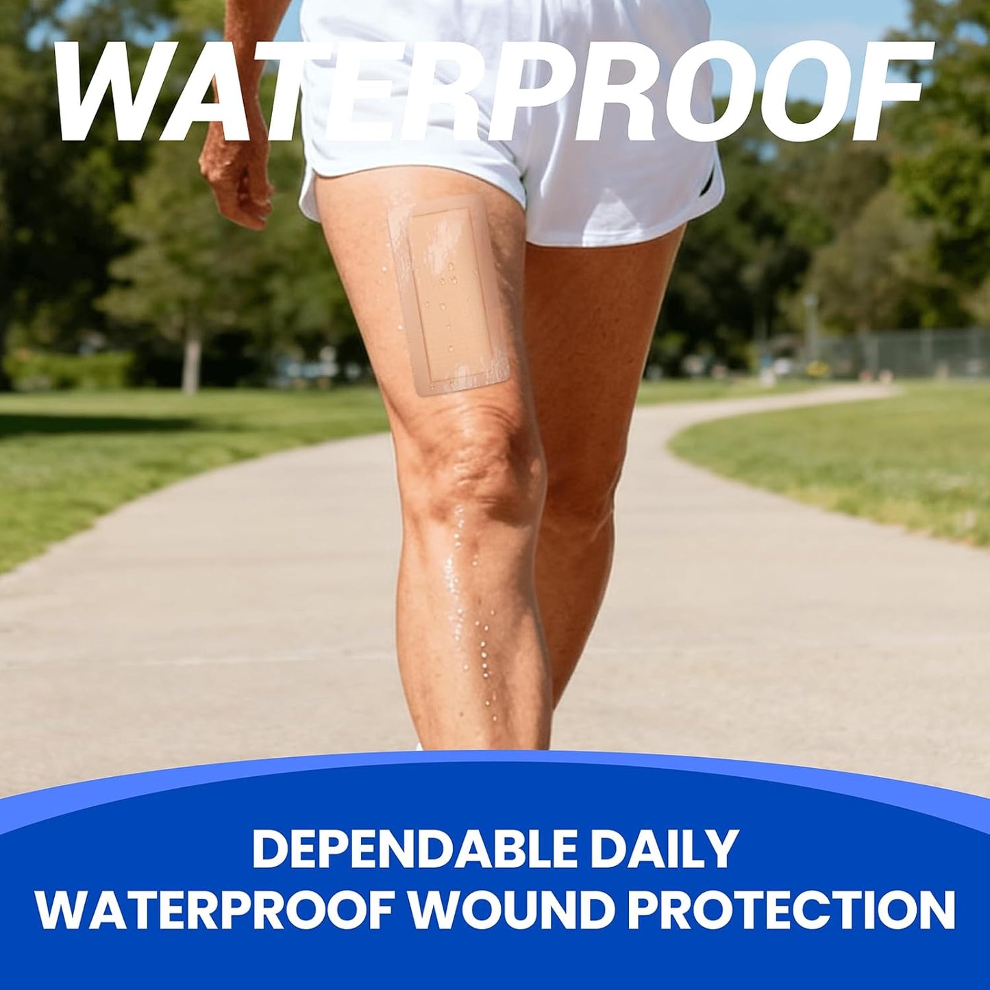 Large Waterproof Bandages 4x8 Silicone Foam Dressing for Sensitive Skin Wound Care, Adhesive Cohesive Pad with Border for First Aid, Post Surgical and Burn, Pressure, Scar Healing (5 PCS)