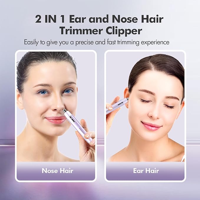TOUCHBeauty Battery Powered Ear and Nose Hair Trimmer for Women, Portable Battery Powered Trimmer, Mini Painless Design for Sensitive Skin, Easy Clean & Travel Friendly