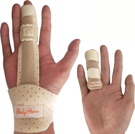 BodyMoves Finger Splint Plus Finger Extension Splint for Trigger Finger Mallet Finger Broken Finger Post Operative finger brace stabilizer tenosynovitis (Desert Sand)