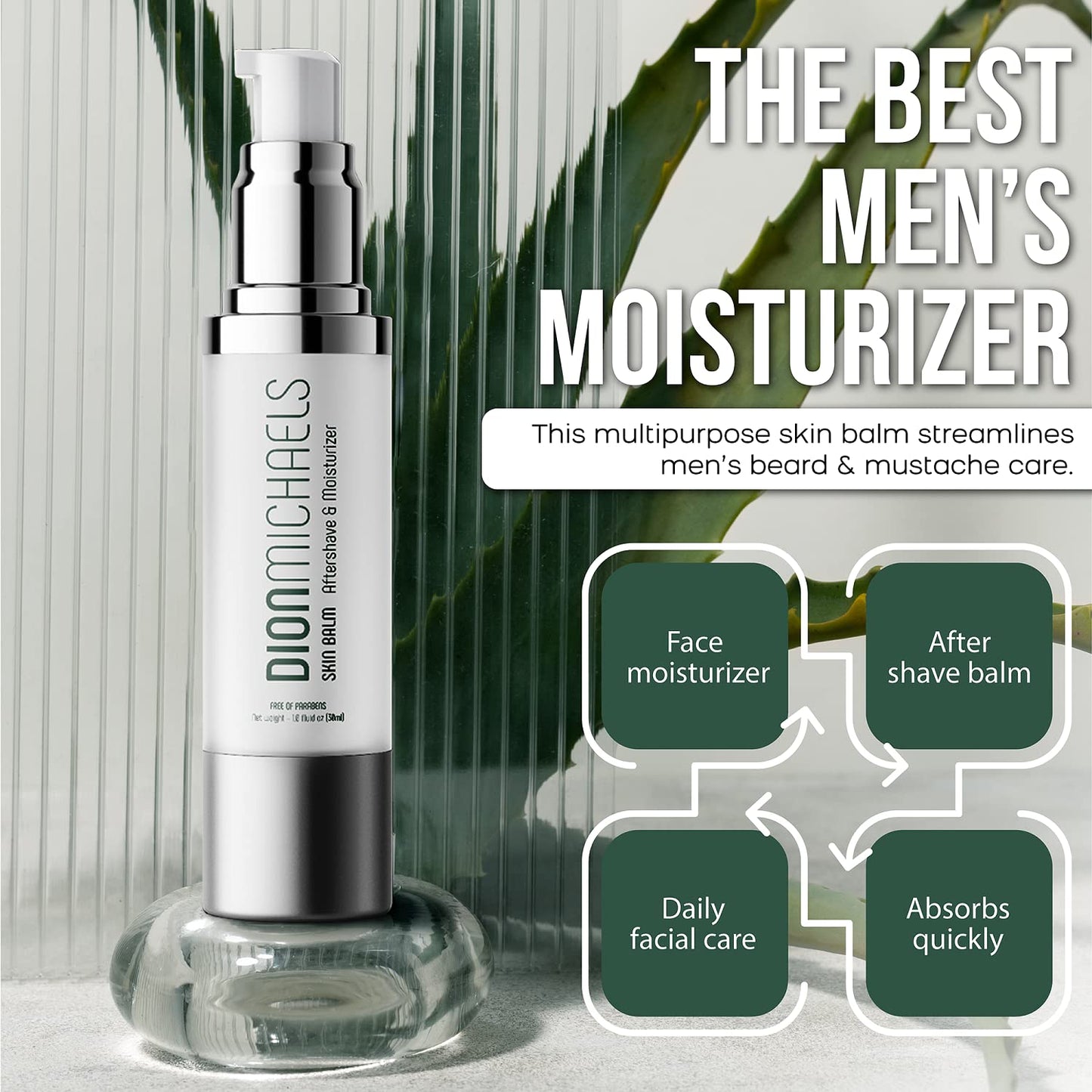 2-in-1 Aftershave Balm and Face Moisturizer for Men - Soothing Post Shave Cream & Moisturizer with Aloe, Argan Oil, Oats, Shea Butter - After Shave Balm for Men - Mens Aftershave, 1oz