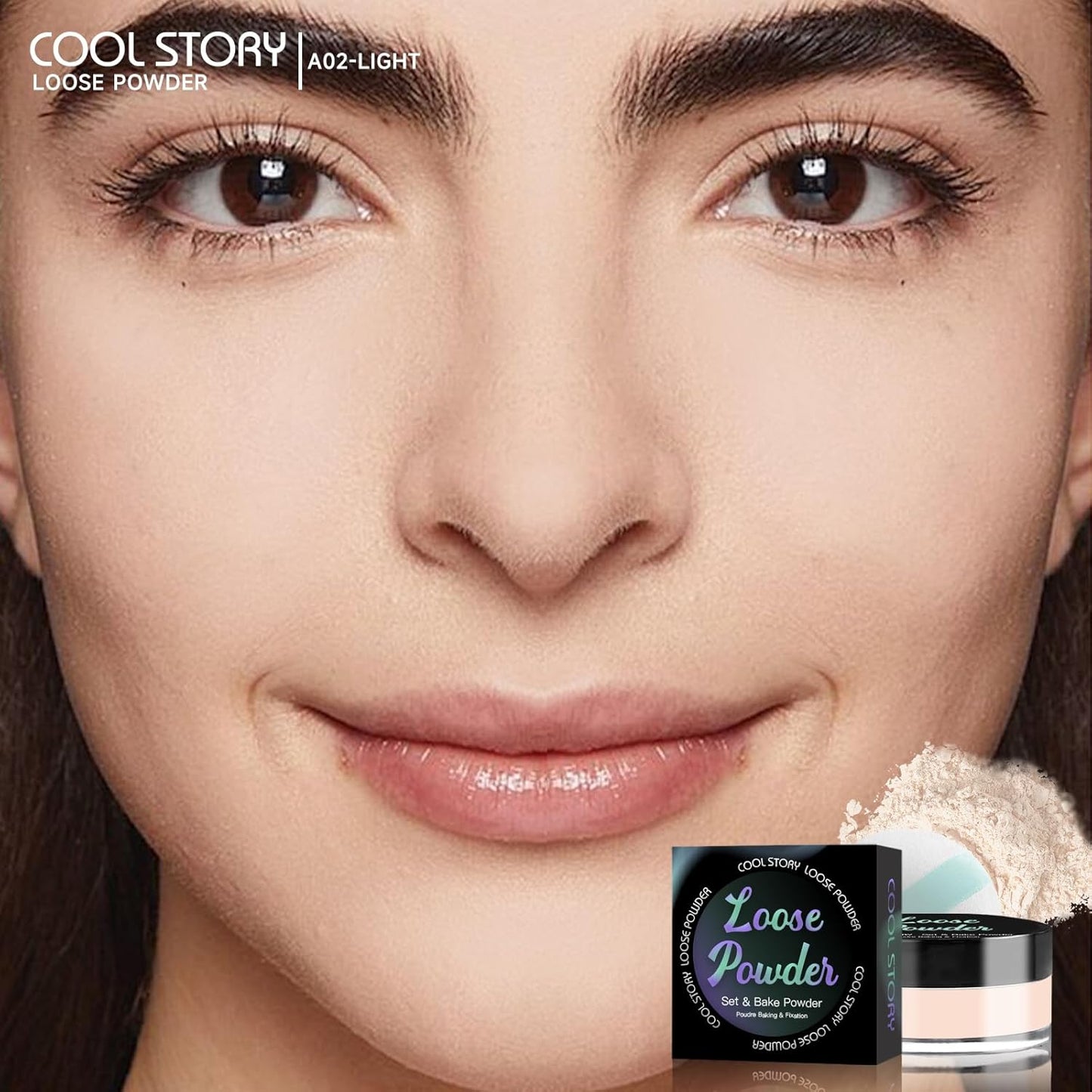 Loose Setting Powder, Bake Makeup Powder Full Coverage Matte Finish (Light, 6g/O.21oz)