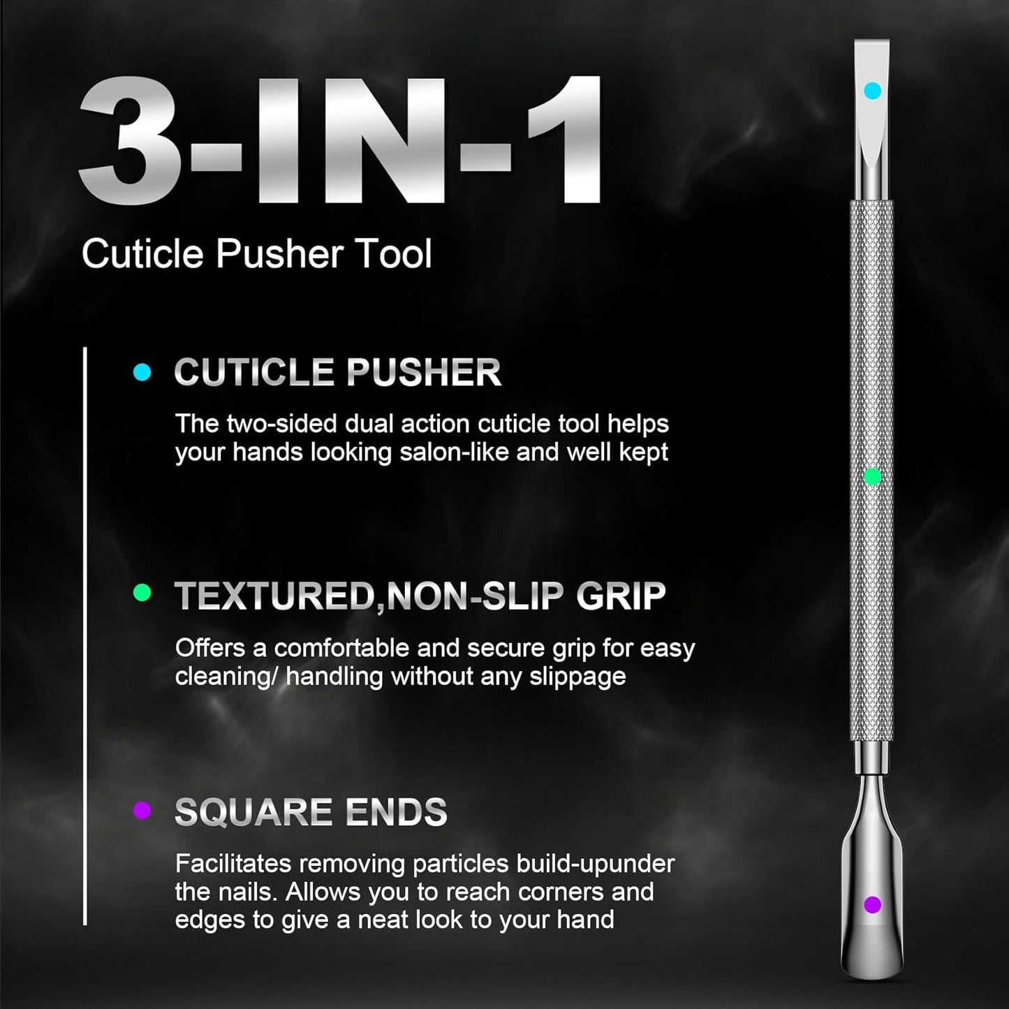 FERYES Professional Cuticle Pusher & Remover Tool - Stainless Steel Dual-Sided Nail Care Tool for Manicure & Pedicure - 5.2 Inch Salon & Home Use