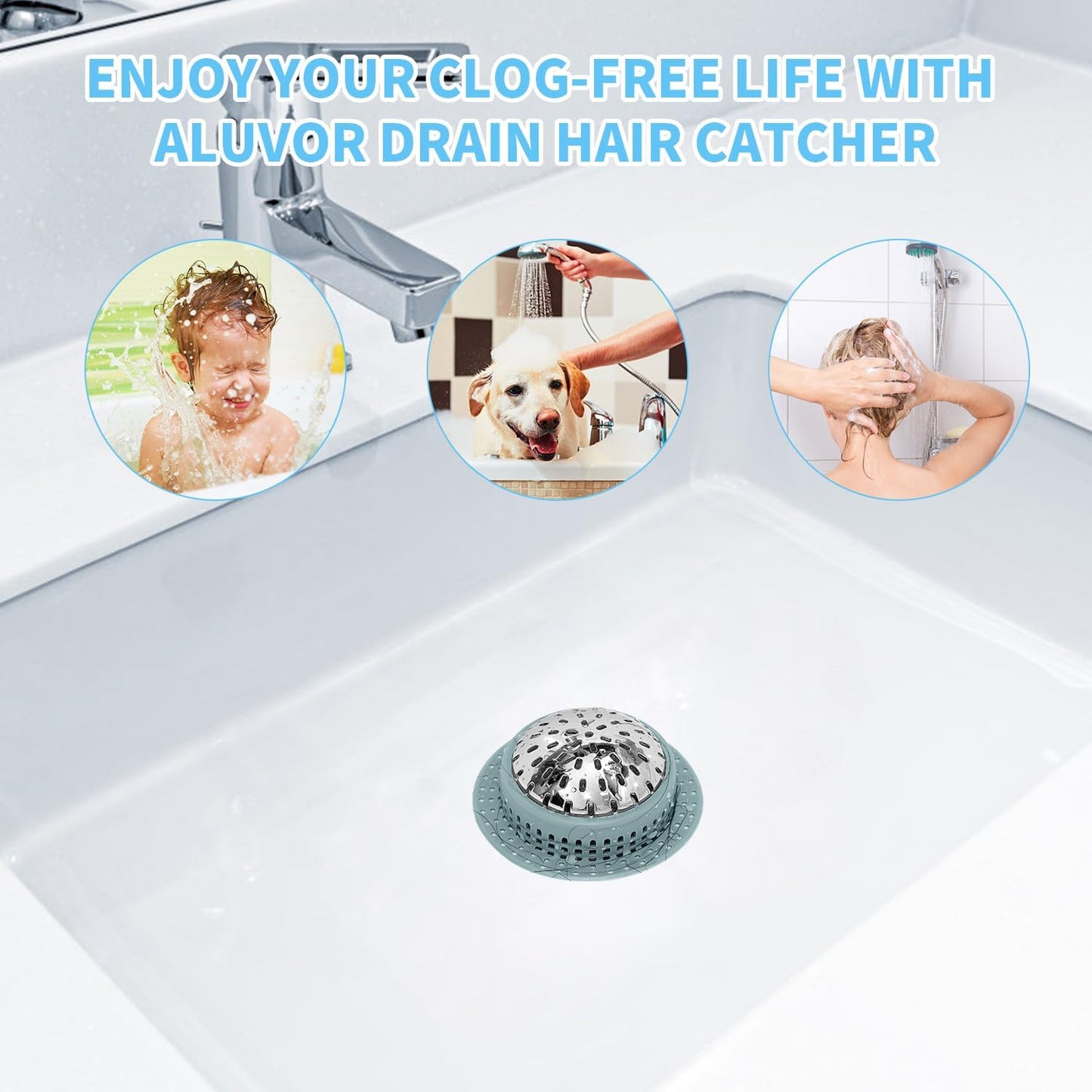 Shower Drain Hair Catcher, Shower Drain Cover, Bathtub Drain Hair Catcher for Pop-Up & Regular Drains