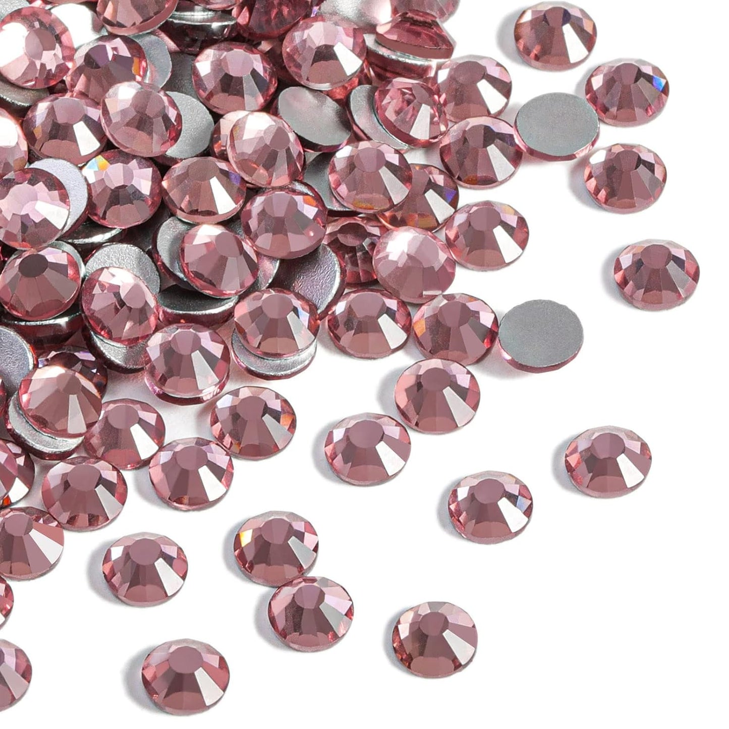 Beadsland 1440pcs Flat Back Crystal Rhinestones Round Gems for Nail Art and Craft Glue Fix,Light Purple,SS3,1.3-1.5mm
