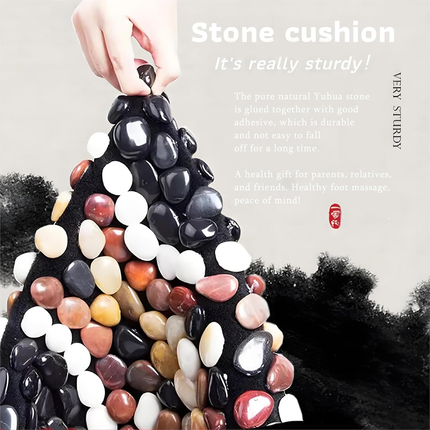 LIYAOLI Reflexology Foot Massager Mat - Acupressure Pebble Pad for Stimulating Blood Flow, Pain Relief & Relaxation for Office and Home Use (15.7" x 23.6")