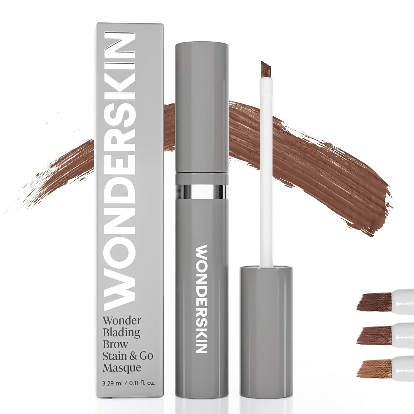 Wonderskin Wonder Blading Brow Stain & Go Masque - Long Lasting Eye Brow Tint, Transfer Proof and Smudge Proof Eyebrow Tint Stain (Brunette)