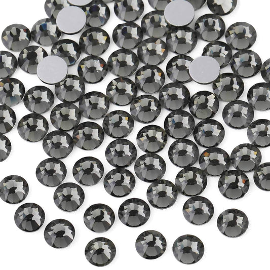 Beadsland 1440pcs Flat Back Crystal Rhinestones Round Gems for Nail Art and Craft Glue Fix,Black Diamond,SS20,4.6-4.8mm