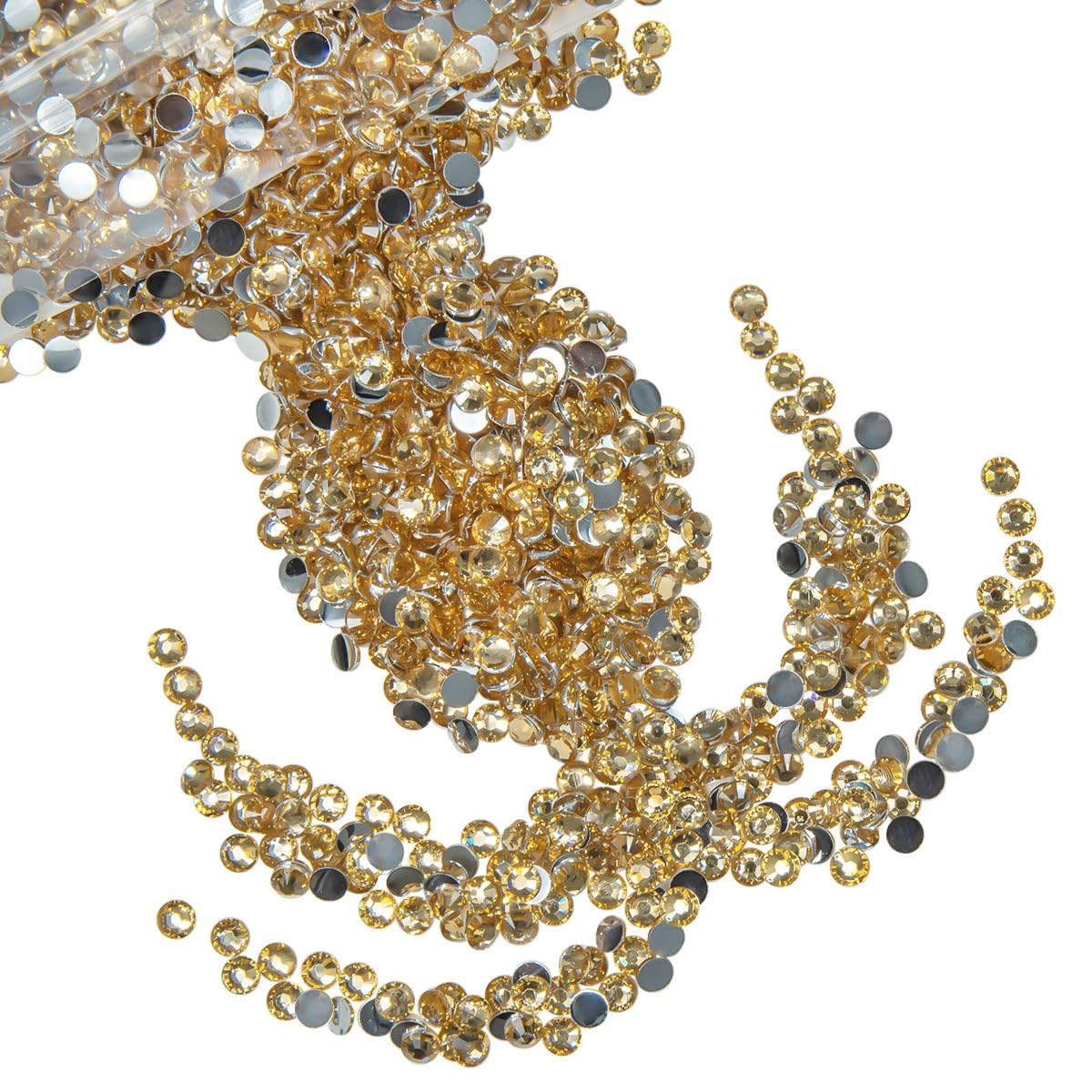 16000PCS Champagne Golden Crystal Resin Rhinestones for Crafting 3mm 4mm 5mm No-Hotfix Flatback Stones Diamonds Crystals Gems for Nails Face Eyes Makeup Body Tumblers Bottles DIY Crafts Clothes
