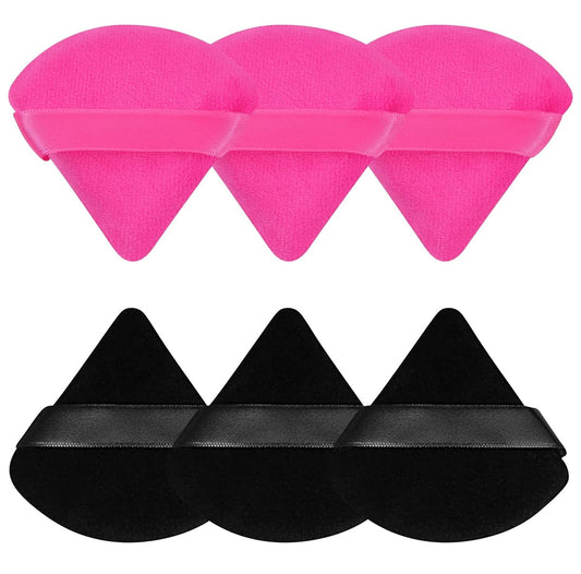 Pimoys 6 Pieces Powder Puff Face Soft Triangle Makeup Puff for Loose Powder Setting Powder, Velour Foundation Sponge Makeup Blender Sponge Beauty Makeup Tool