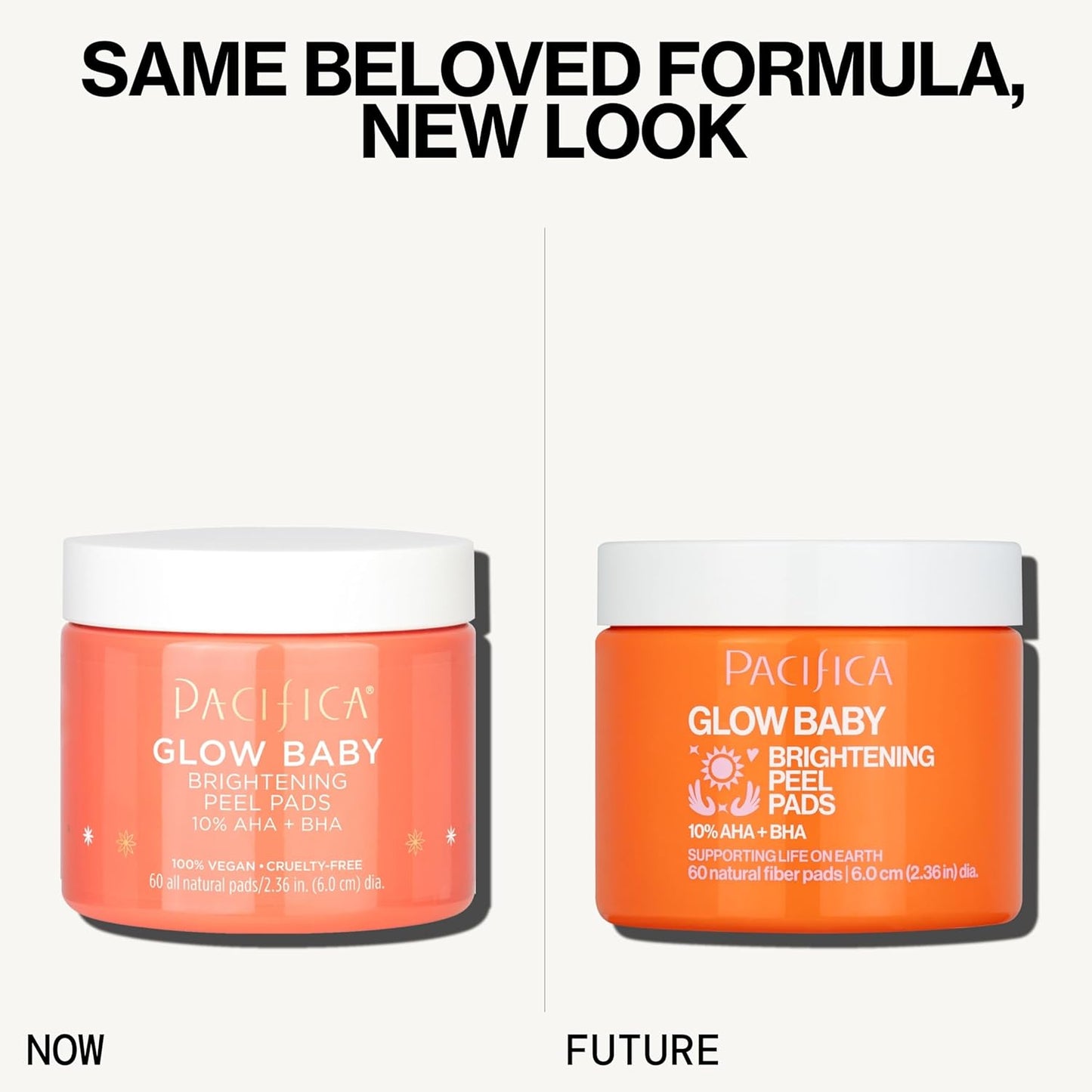 Pacifica Glow Baby Brightening Peel Pads 10% AHA + BHA Exfoliating Face Pads for Glowing Skin Resurfacing Glycolic Acid & Salicylic Acid Pad to Smooth Texture & Minimize Pores Fragrance Free 60 Count