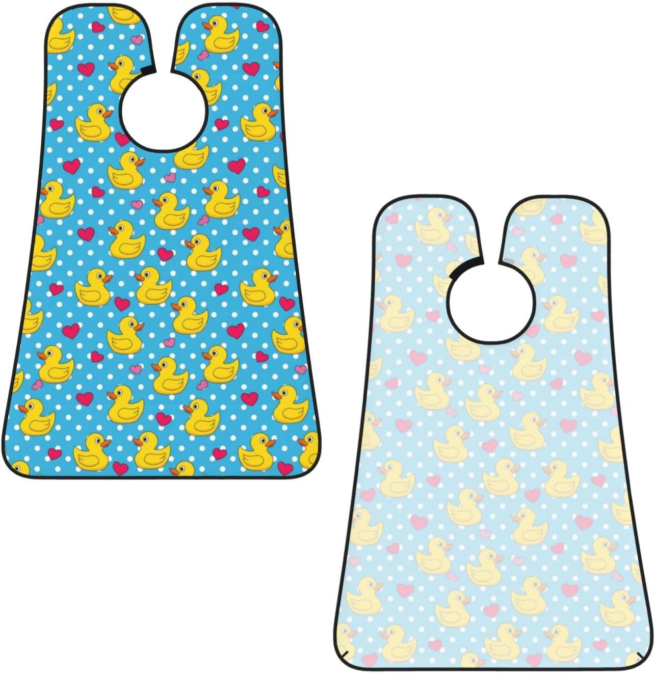 Ultimate Shaving Bib, Beard Trimming Apron with Hair Catcher, Pink Heart Polka Dots Blue Yellow Rubber Ducks