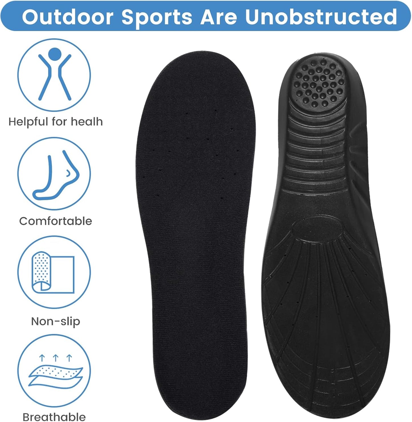 Shoe Insoles, Memory Foam Insoles, Providing Excellent Shock Absorption and Cushioning for Feet Relief, Comfortable Insoles for Men and Women for Everyday Use,(L [US M: 9.5-12.5/W: 10.5-13.5])