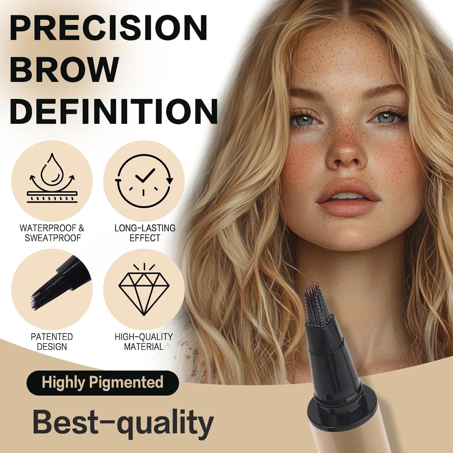 Microblading Brow-Fection Brow Eyebrow Pencil – Angled Brush Tip, Wild Natural Hair-Like Strokes, Patented Design, Long-Lasting & Smudge-Proof, for Beginners & Pros(04 Ash Brown）