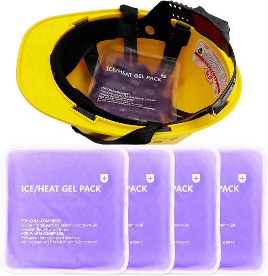 Reusable Cooling Gel Packs - Hat Inserts for Hard Hats & Caps Plus Universal Cold Therapy Wrap | 4-Hour Relief for Headaches, Injuries, Construction & Heat