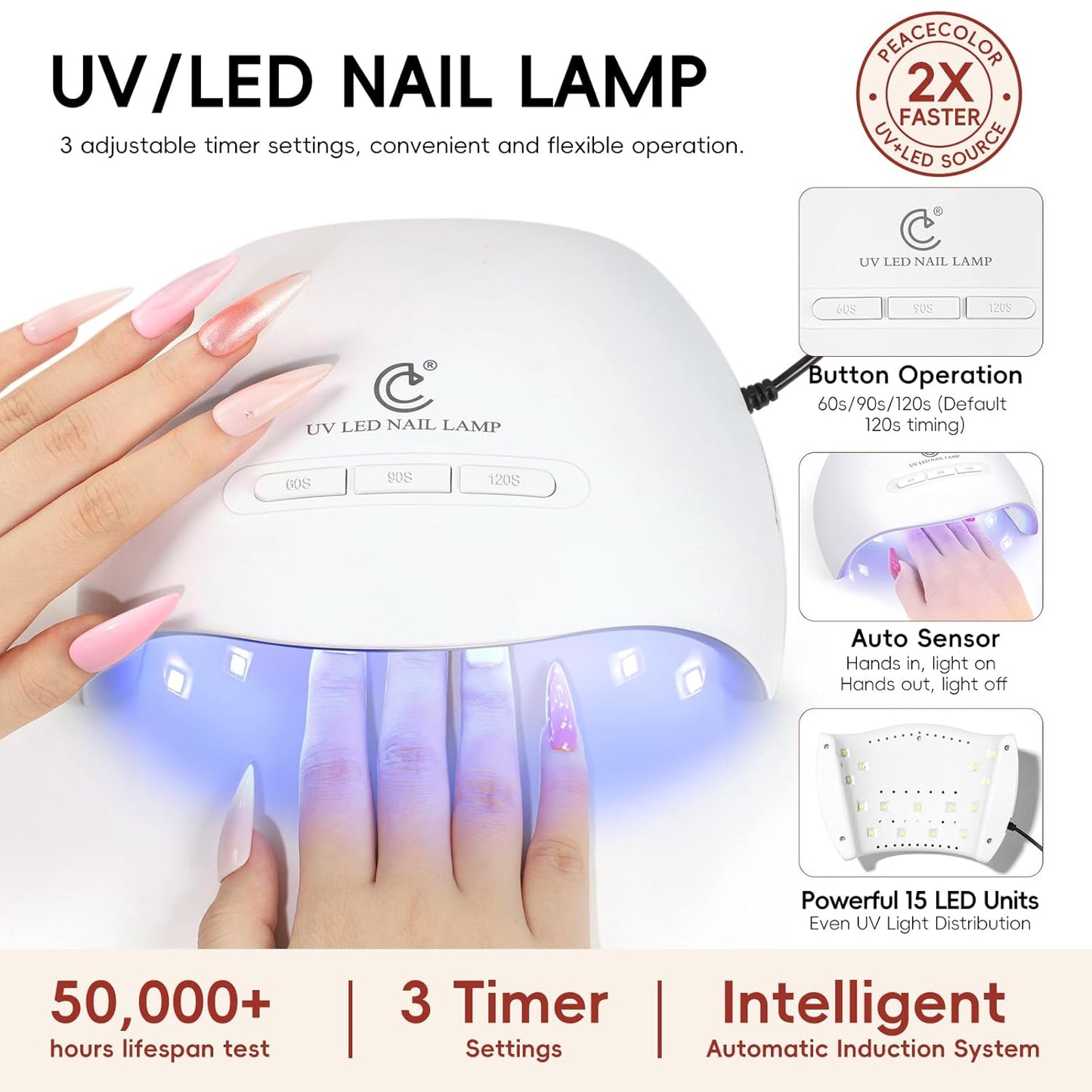 Peacecolor 39pc Gel Nail Polish Kit, Pink Milky White Orange All Seasons Pastel Gel Nail Kit with Nail Lamp Glossy Matte Top Base Coat Essential Manicure Tools Nails Art DIY