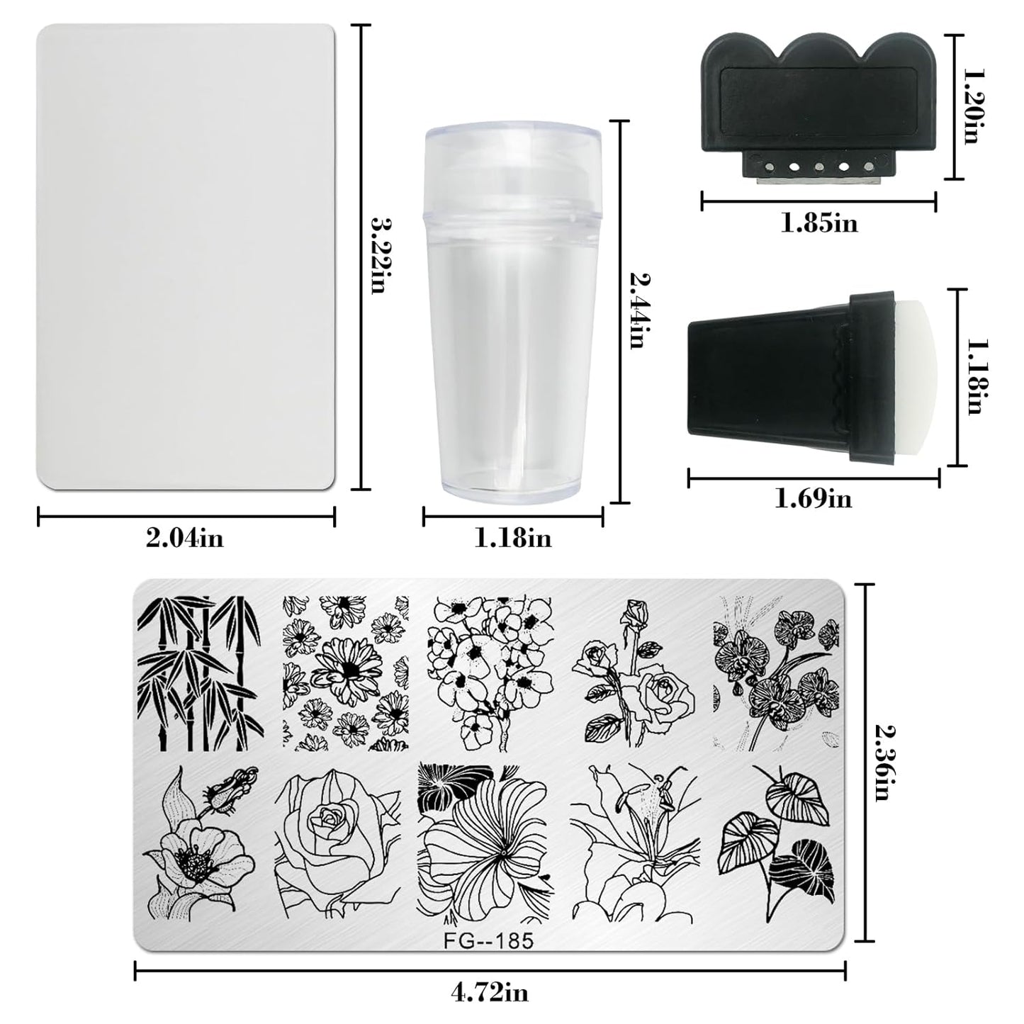 AddFavor Nail Stamper Kit 7pcs Nail Stamping Plates Flower Leaf Maple Nail Stencils with 2 Stamp and 2 Scraper for Home Salon Manicure Design Supplies Tools