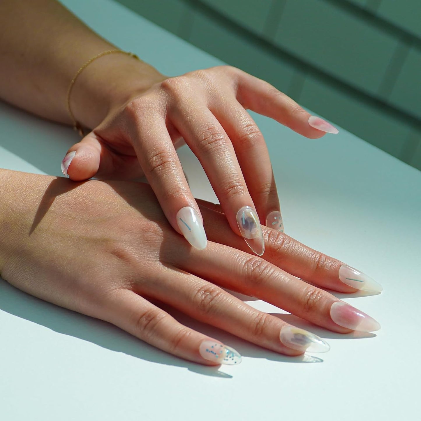 Semi Cured Gel Nail Strips | No LED Lamp Needed | Glam, Pink, Spring | Easy Apply & Remove, Salon Quality | Includes 28 Strips, 1 Prep Pads, Nail File & Wooden Stick - Hey, The Night is Young