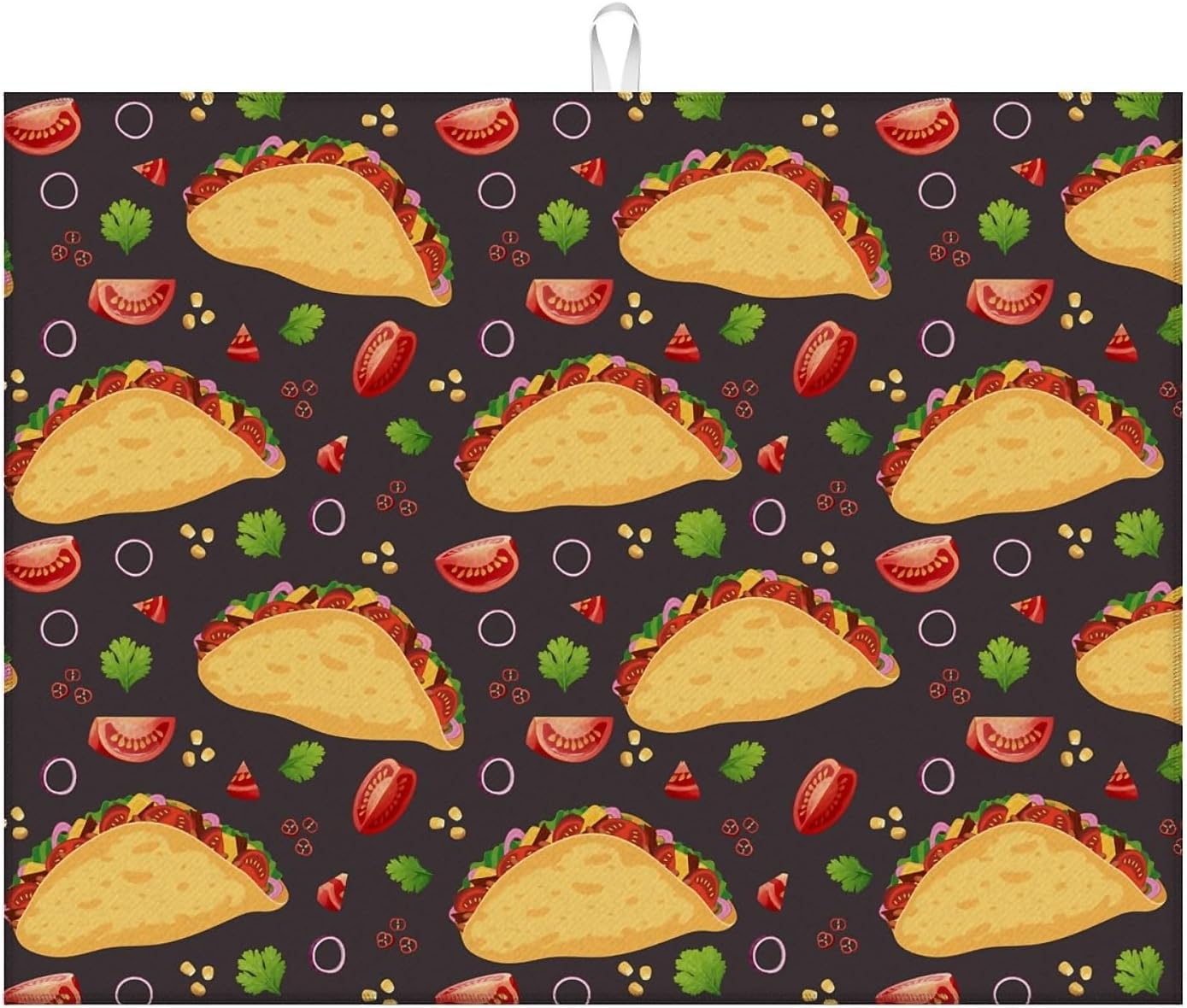 Dish Drying Mat For Kitchen Counter, Tacos Microfiber Absorbent Dish Drainer Rack Pad Reusable Large 18x24in Drying Mat