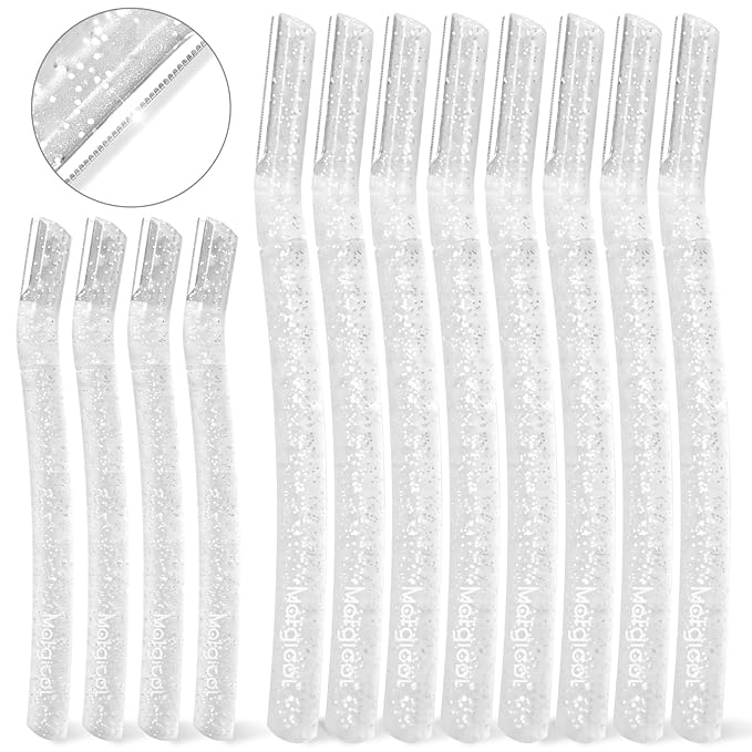 Women’s Dermaplane Razor for Face & Eyebrow - Anti-Cutting Japanese Blades for Eyebrow and Facial Hair Removal, Achieve Silky Skin and Perfect Brows (Transparent, 12 Count)