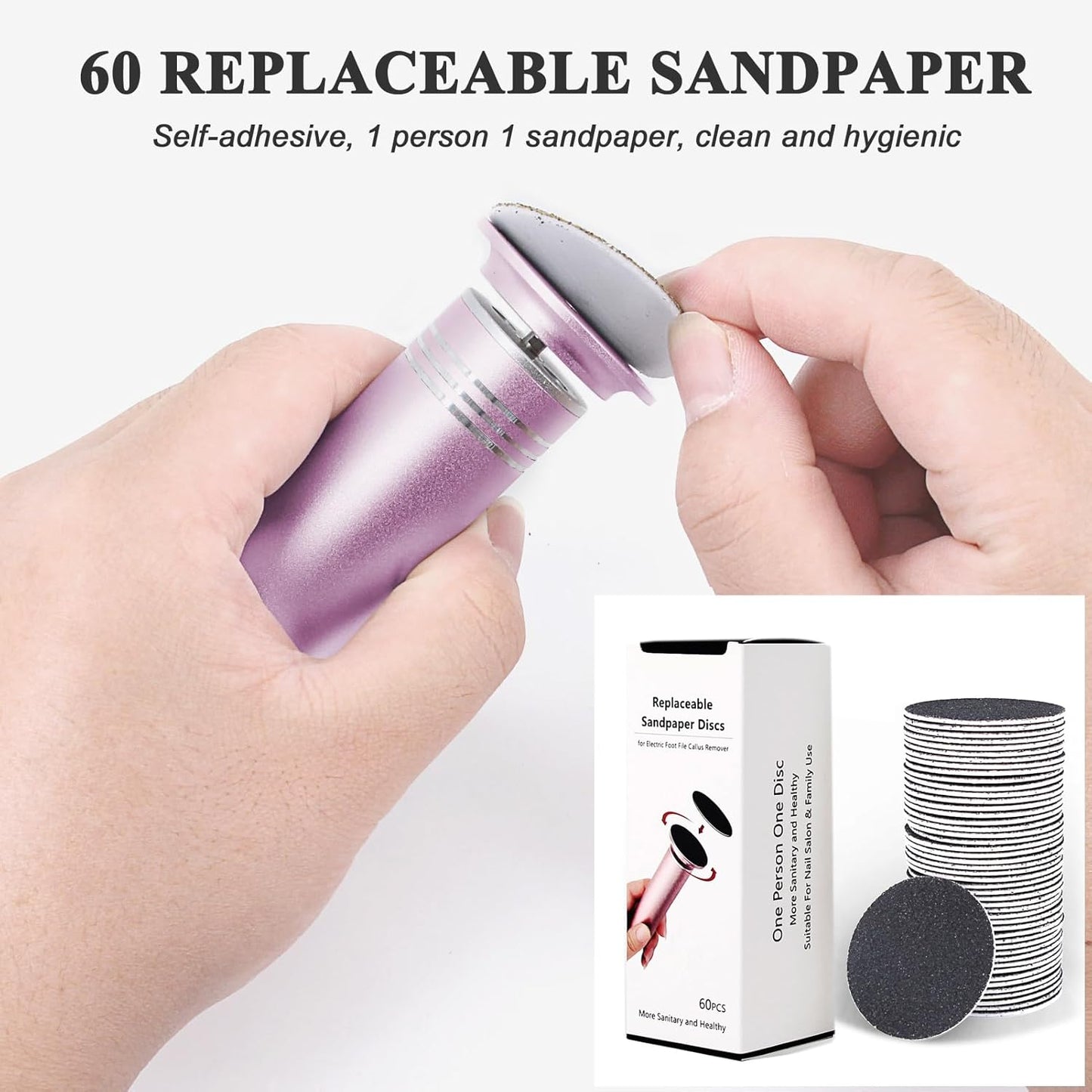 Upgraded Electric Callus Remover for Feet 1200RPM Adjustable Speed Professional Electric Foot File Foot Sander Pedicure Tools for Women Men Hard Cracked Dead Skin, 60 Sandpaper Discs, Pink