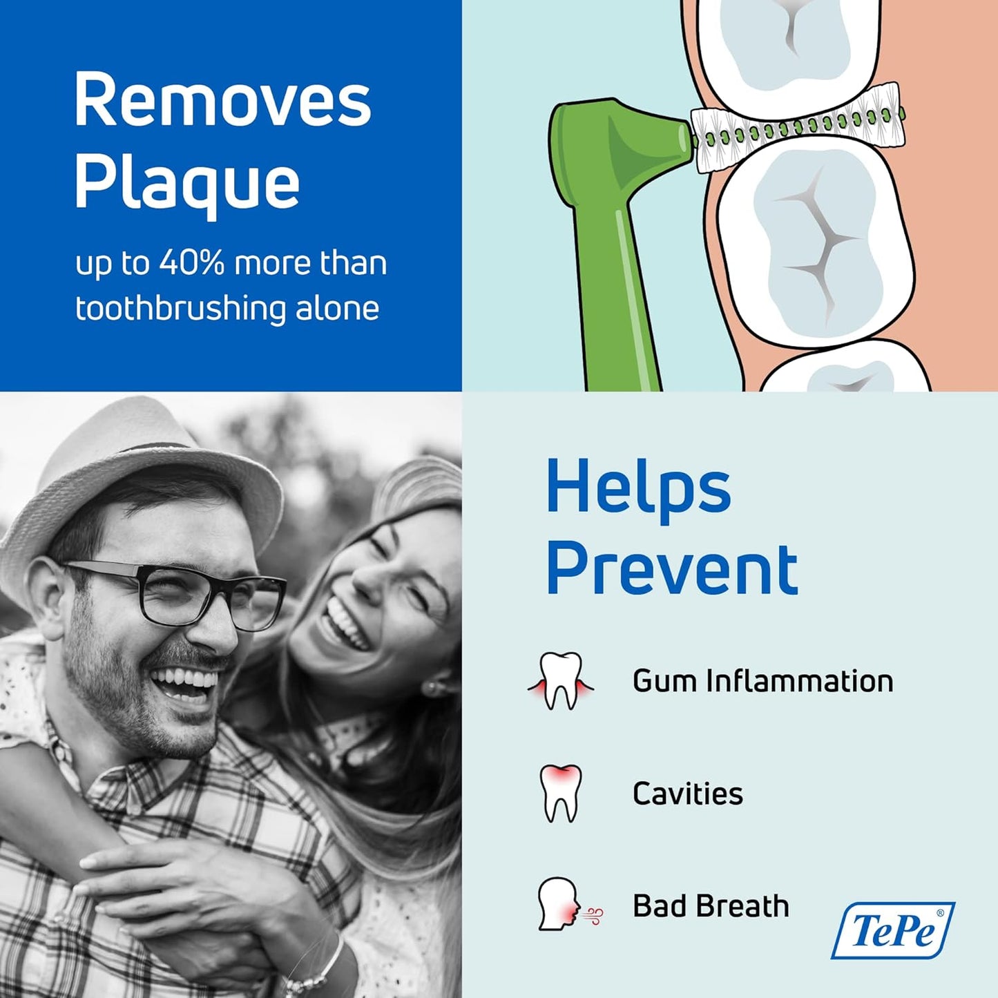 TePe Interdental Brush Angle, Angled Dental Brush for Teeth Cleaning, Pack of 25, 0.8 mm, Large Gaps, Green, Size 5