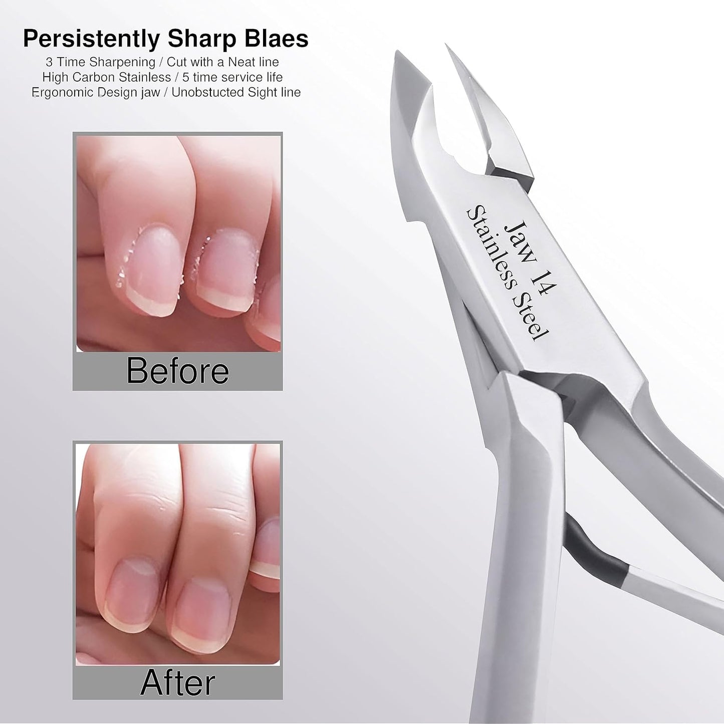 UM Supplies Cuticle Trimmer | Hangnail Remover | Extremely Sharp | Professional Cuticle Nippers | Stainless Steel | Cuticle clippers | Pedicure Manicure Tool I Jaw 14 (5mm)
