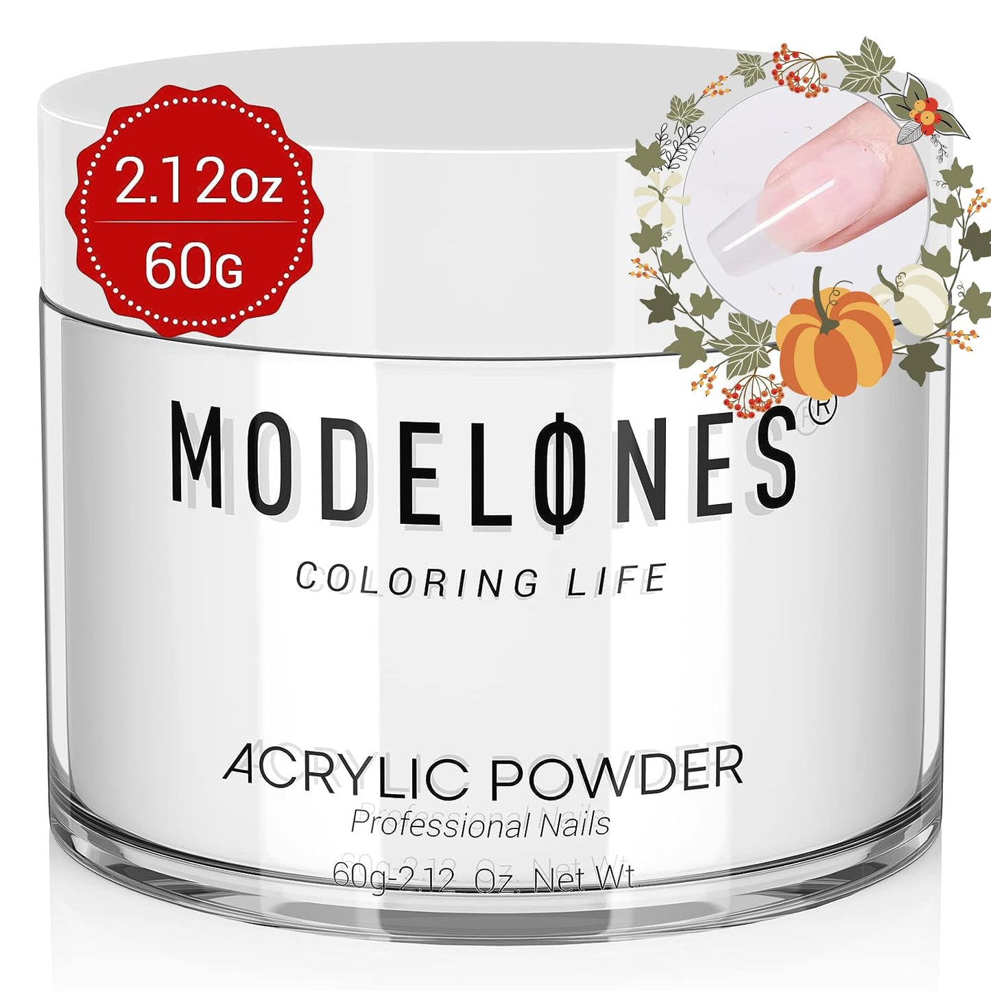 Modelones Acrylic Powder, 2.12oz Transparent Professional Acrylic Nail Powder for Nails Extensiosn French Naisl Art 3D Flowers, Carving, Beginner-Friendly