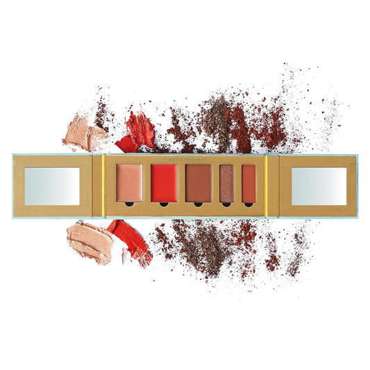 Amalfi Polish & Glowww Palette – 5-Piece Refillable Makeup Palette for Radiant Skin. Includes Highlighters, Blush, Contour & Eye Shadows - Blendable, Long-Lasting, Vegan & Cruelty-Free