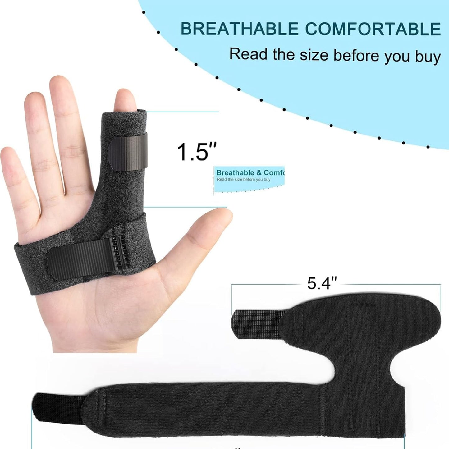 Sumifun Finger Brace, Trigger Finger Splint for Index Middle Ring Pinky Finger Arthritis Pain, Tendon Injury, Broken Mallet Finger Stabilizer Supports for Dislocated Knuckle Immobilizer Wrap,Black