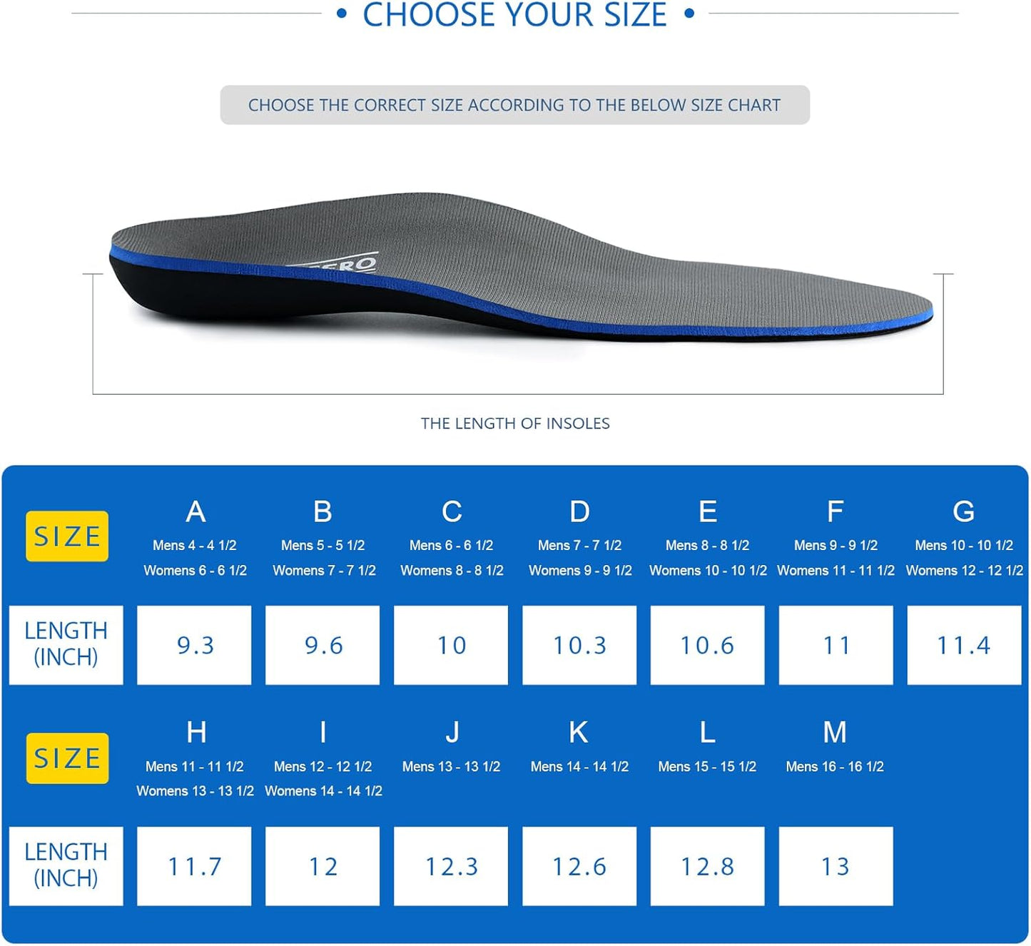 Plantar Fasciitis Feet Insoles Arch Supports Orthotics Inserts Relieve Flat Feet, High Arch (Mens 4-4 1/2 | Womens 6-6 1/2)