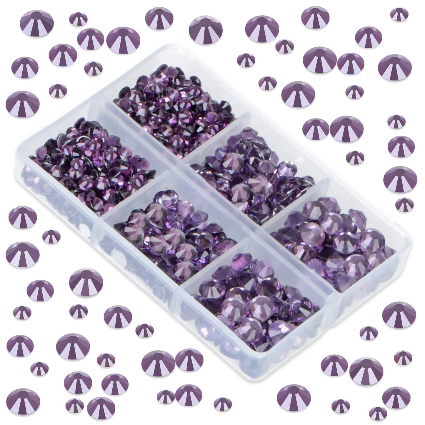 LPBeads 6000 Pieces Tanzanite Non Hotfix Rhinestones 6 Sizes Round Crystal Glass Flat Back Rhinestones with Tweezers and Picking Pen for Nail Art Crafts Clothes Bags DIY