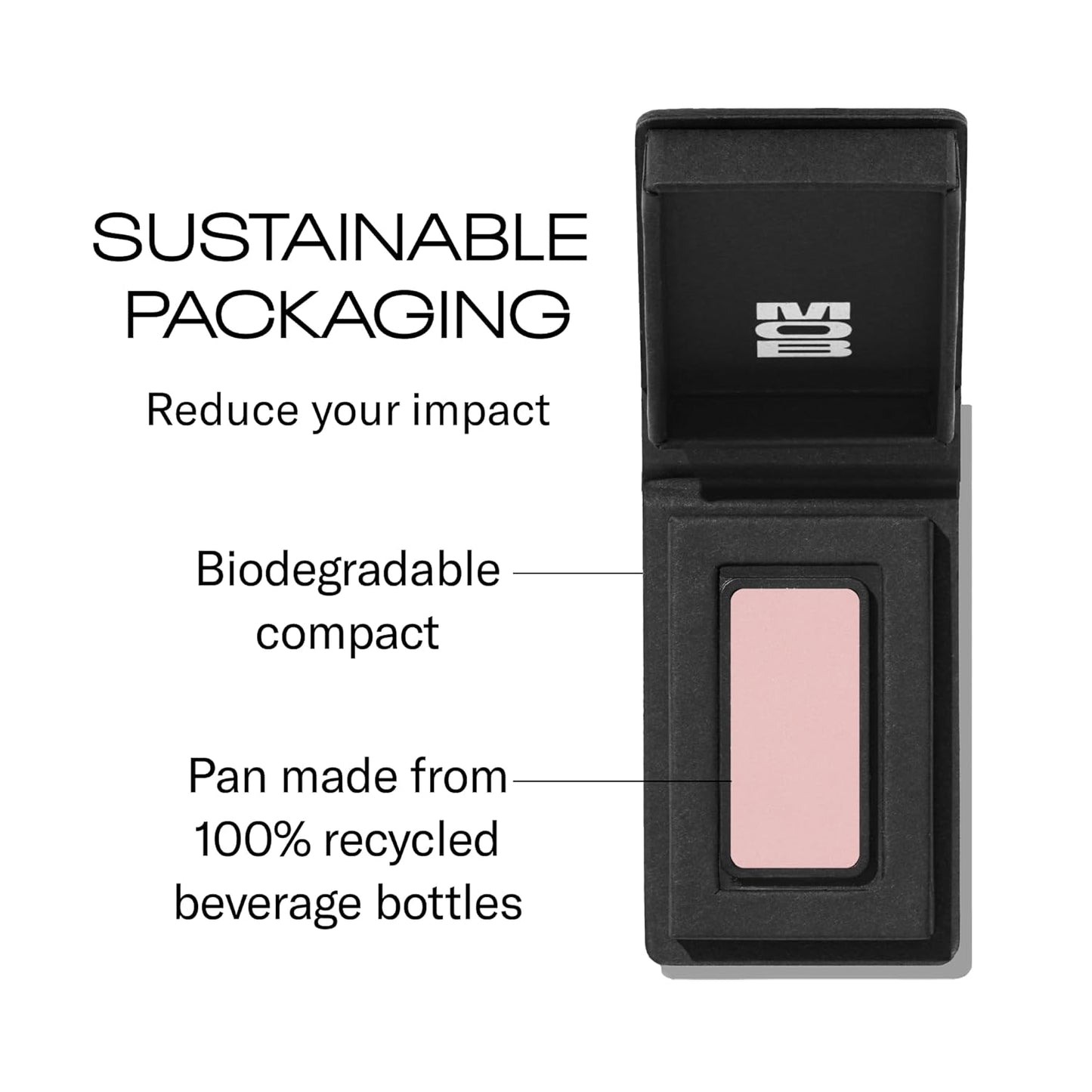 MOB Beauty Cream Clay Eyeshadow M88 – Softest Dusty Pink | Skincare-Infused, Vegan, Blendable Cream-to-Velvet Finish, Buildable Pigment, Clean Eyeshadow in Sustainable, Biodegradable Compact