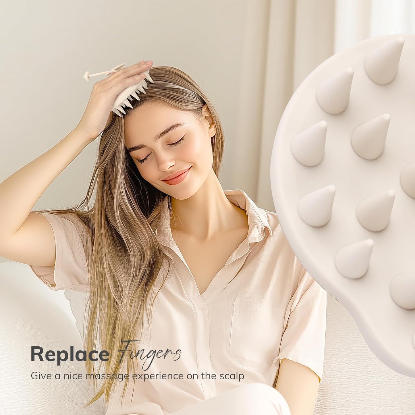 Sndyi Silicone Scalp Massager Hair Growth, Scalp Scrubber with Soft Silicone Bristles, Scalp Exfoliator for Dandruff Removal, Large Size Shampoo Brush, Wet Dry Scalp Brush for Long Thick Curly Hair