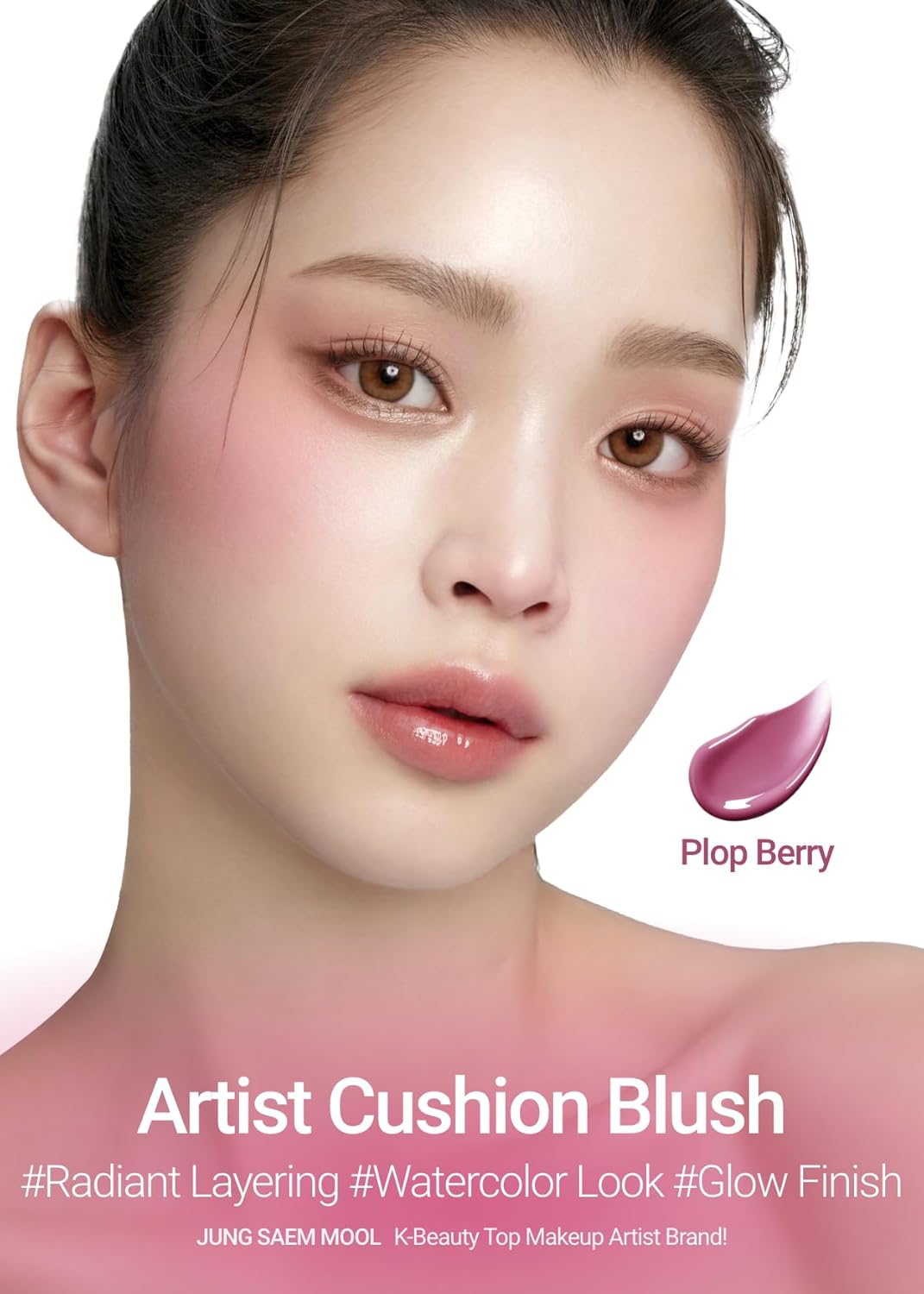 JUNGSAEMMOOL Artist Cushion Blush (Plop Berry) | Easy to Blend, Lightweight, Hydrating Korean Makeup Cushion Blush for Dewy & Glowing Cheeks