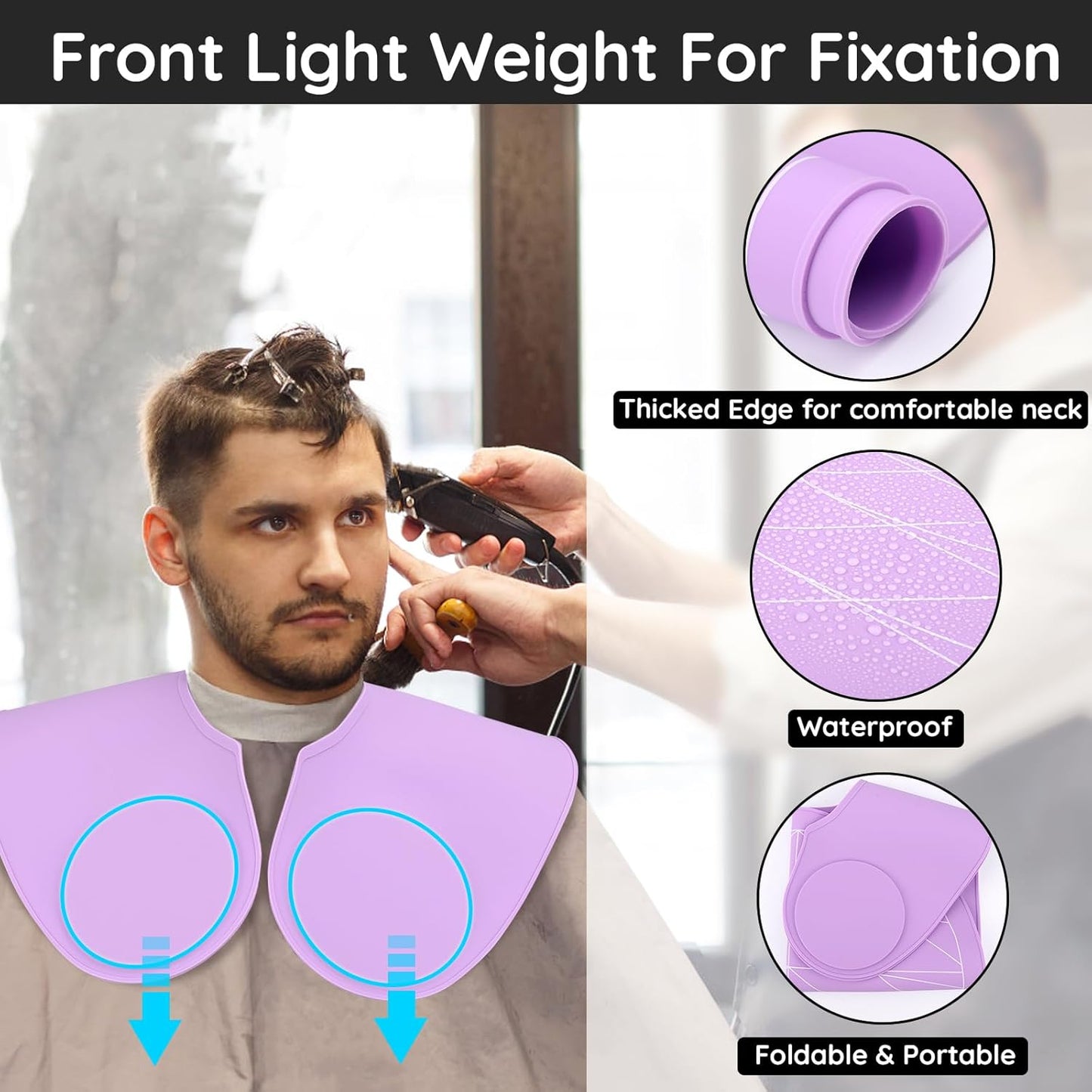 Segbeauty Hair Cutting Guide Mat Purple, Longer Silicone Waterproof Cutting Mat, Professional Salon Hair Cutting Mat with Guidelines Weighted Neck Wrap for Hair Stylist