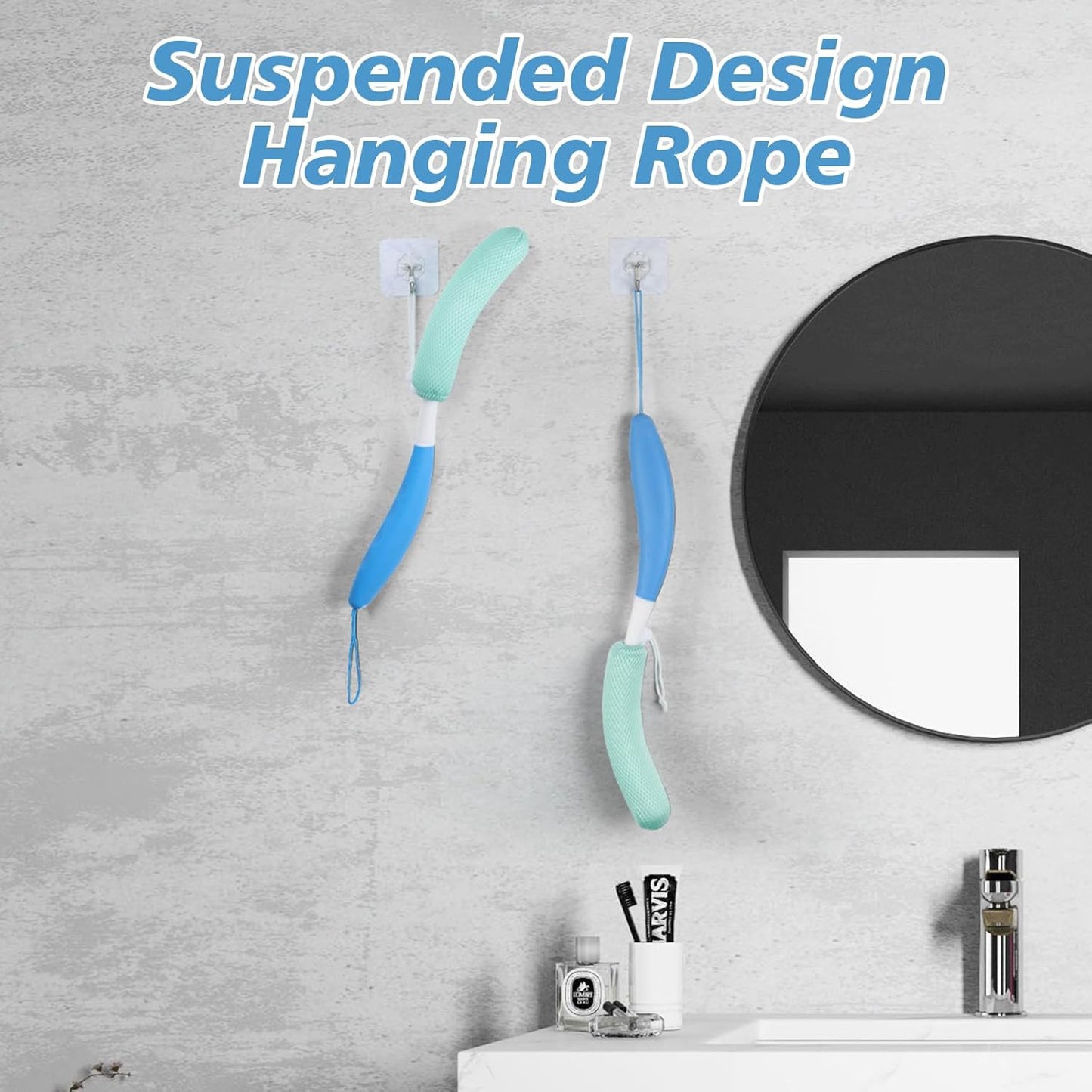 Shower Brush with Long Handle，15.35" Back Brush，Long Back Scrubber for Men Women，Long Handled Sponge Body Exfoliator, Loofah Back Scrubber for Aid Bathing