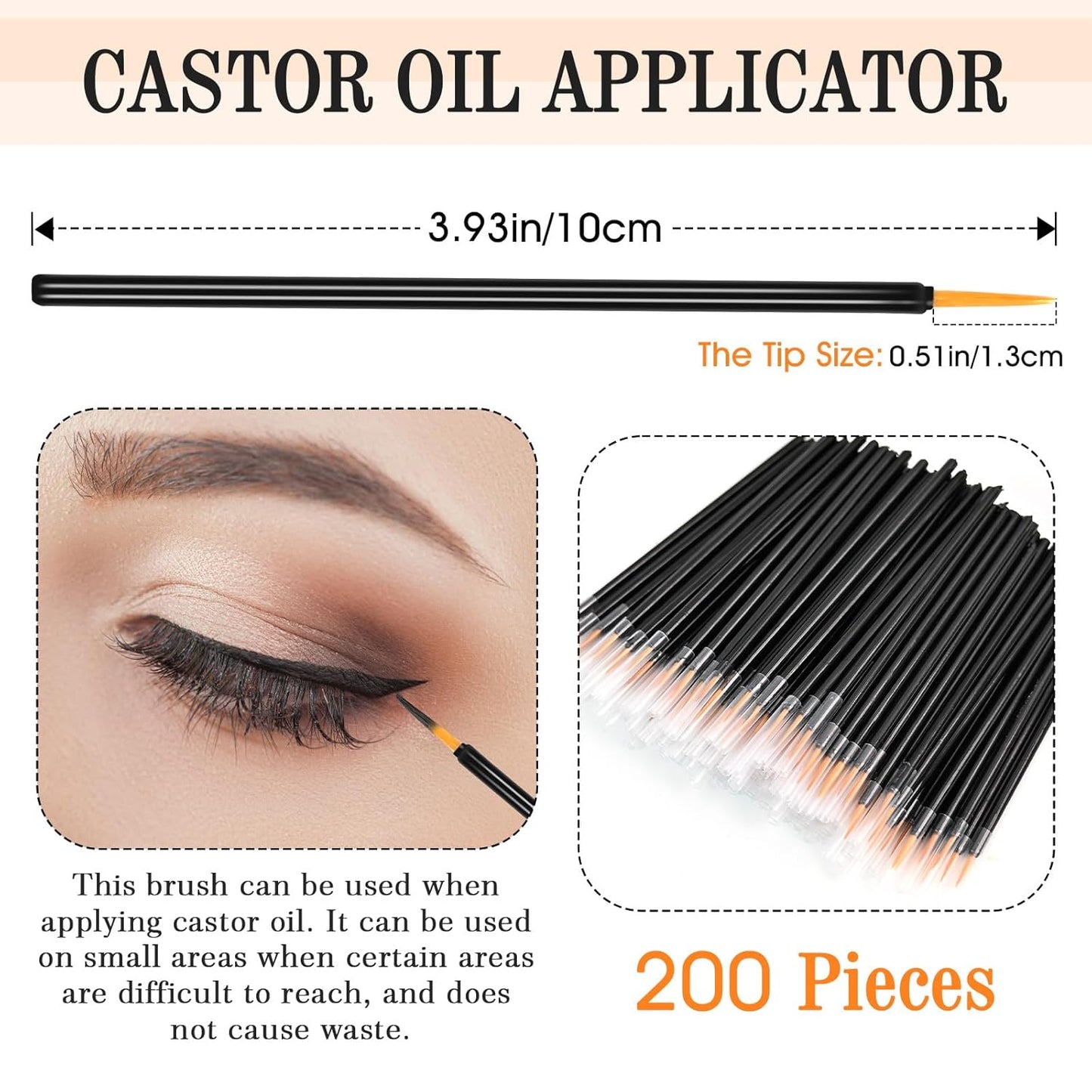 200 PCS Disposable Eyeliner Brush, Eye Lash Applicator Tools, Disposable Eye Shadow Applicator Makeup Tool, and Nail Brush