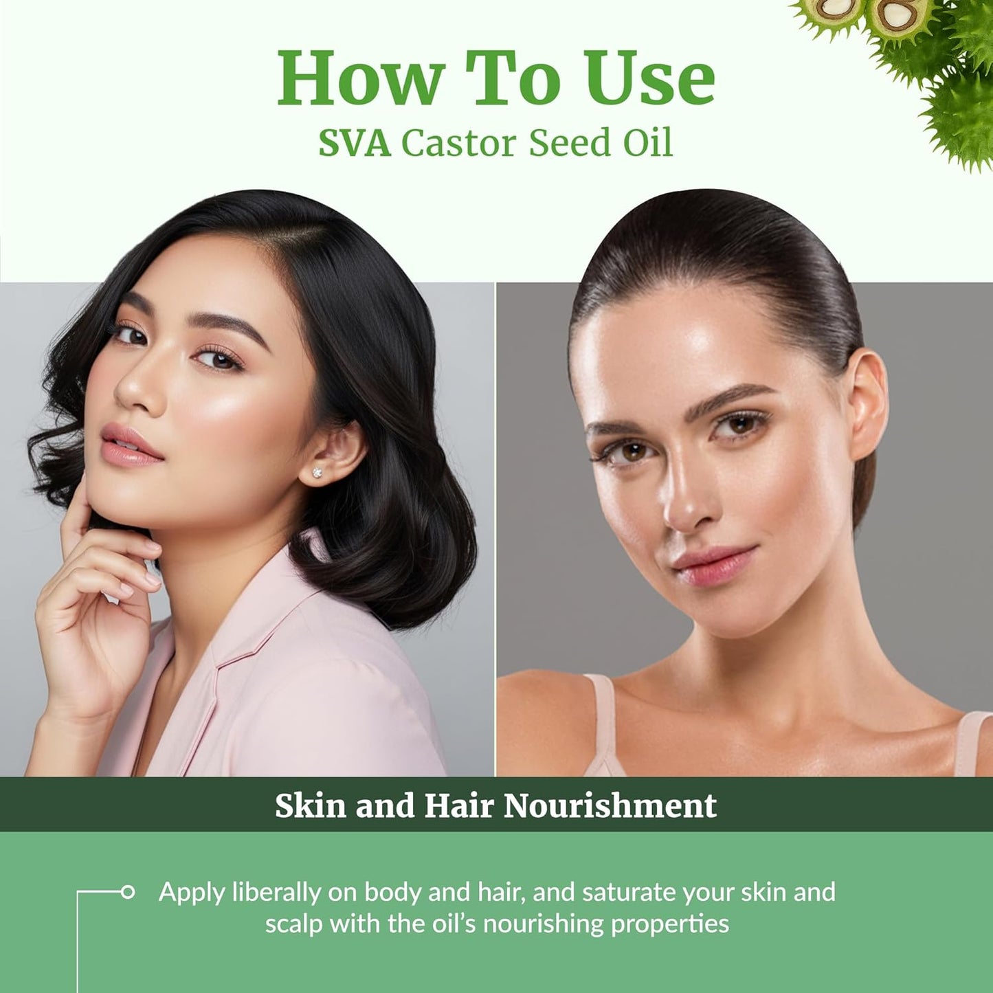 SVA Castor Seed Oil - 4 Fl Oz – 100% Natural Cold Pressed Castor Oil - for Face, Skin Care, Hair Care, Scalp Massage & Body Massage – Carrier Oil with Dropper